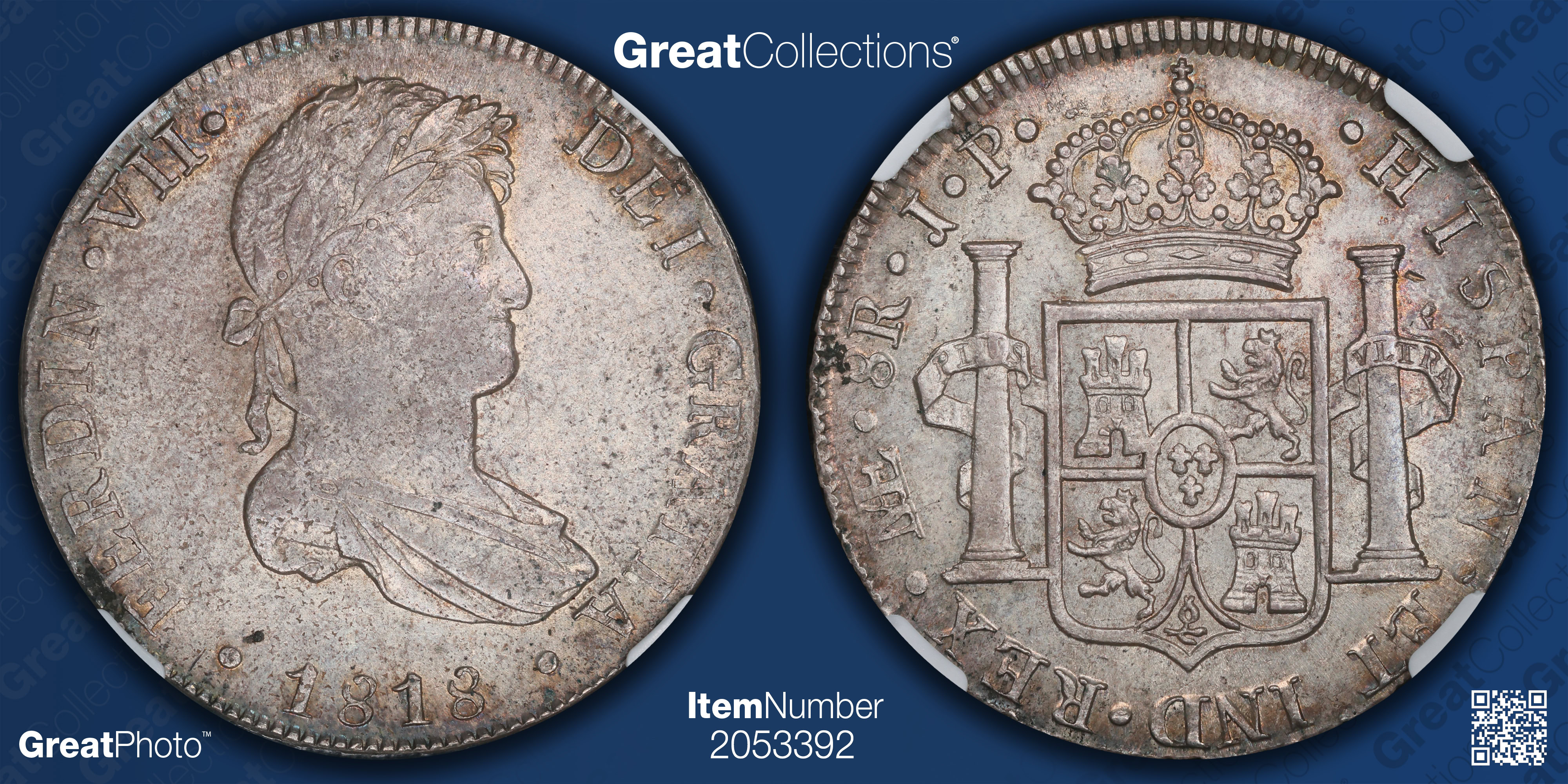 Peru 1818-L JP Silver 8 Reales KM-117.1 NGC MS-63 (Item 2053392