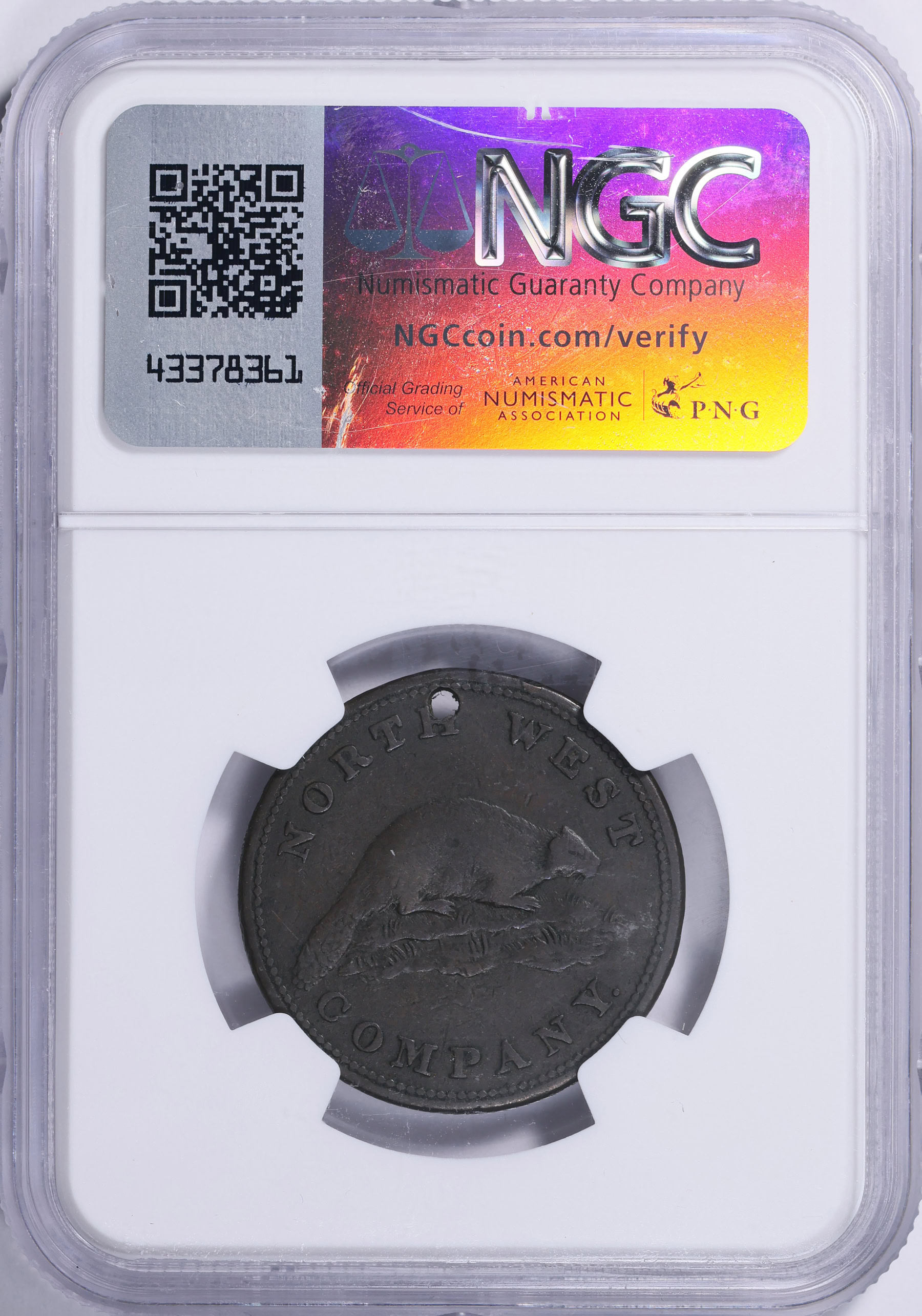 Canada 1820 Northwest Company Token Holed FT-10B NGC VF-35 BN