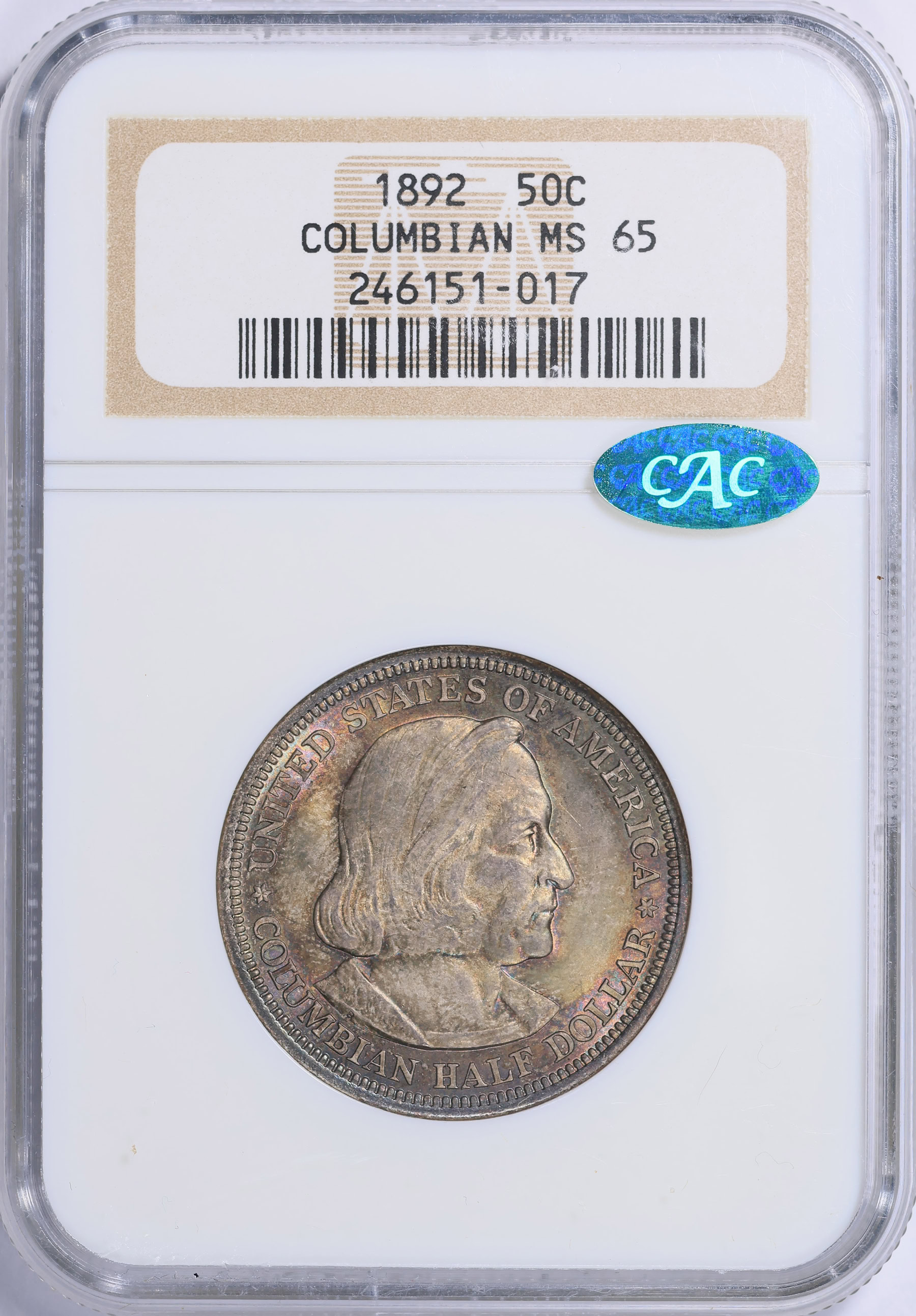 1892 World Columbian Exposition Half Dollar NGC MS-65 (CAC Green