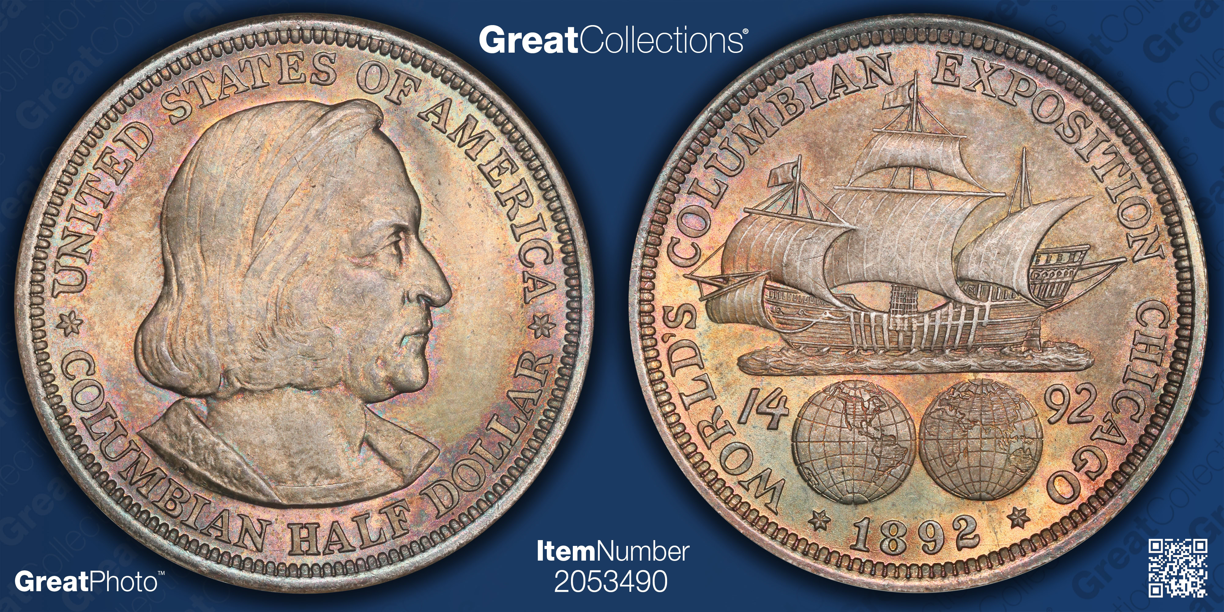 1892 World Columbian Exposition Half Dollar NGC MS-65 (CAC Green