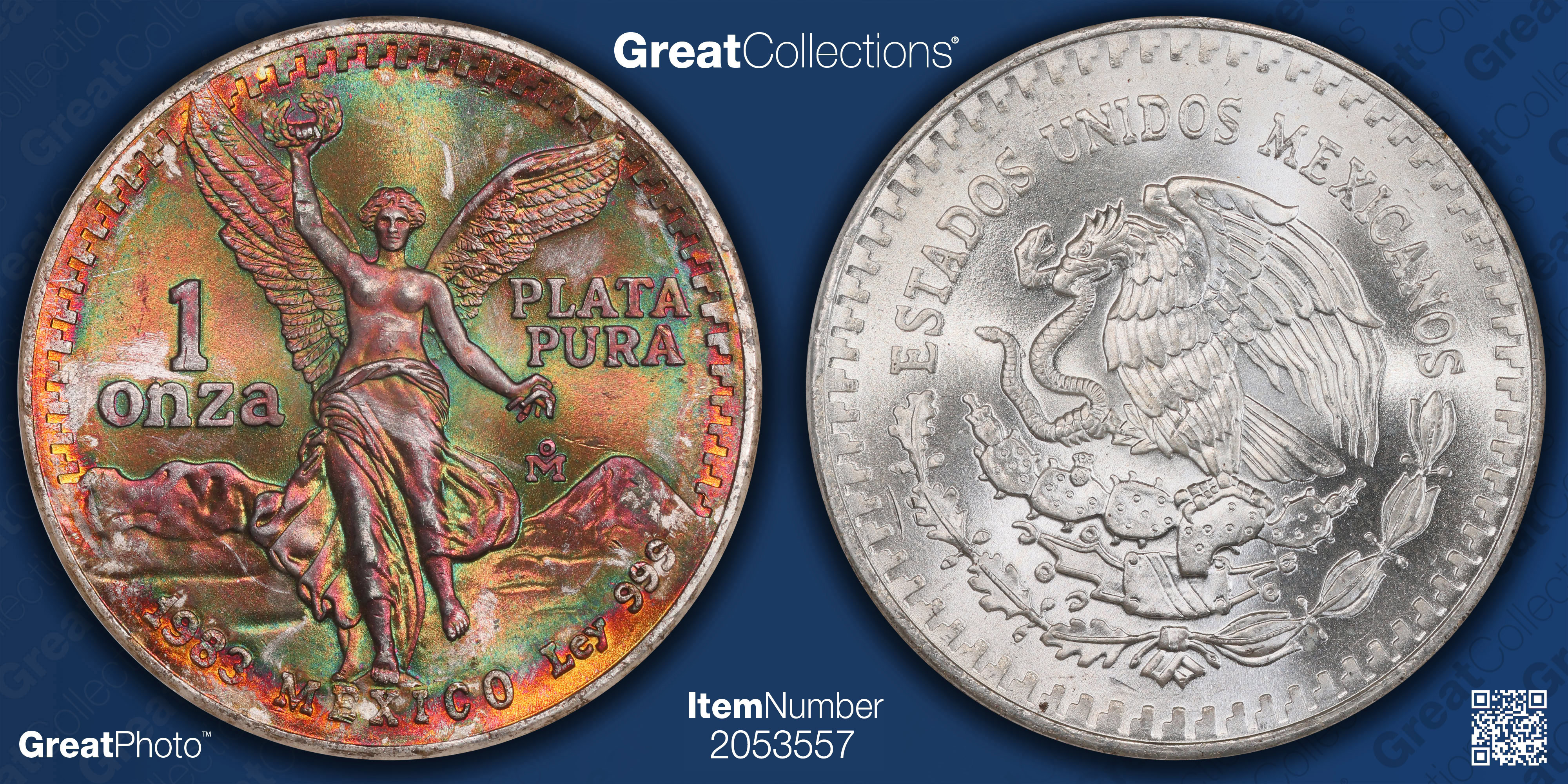 Mexico 1983-Mo Silver Onza Libertad KM-494.1 NGC MS-68 (Toned