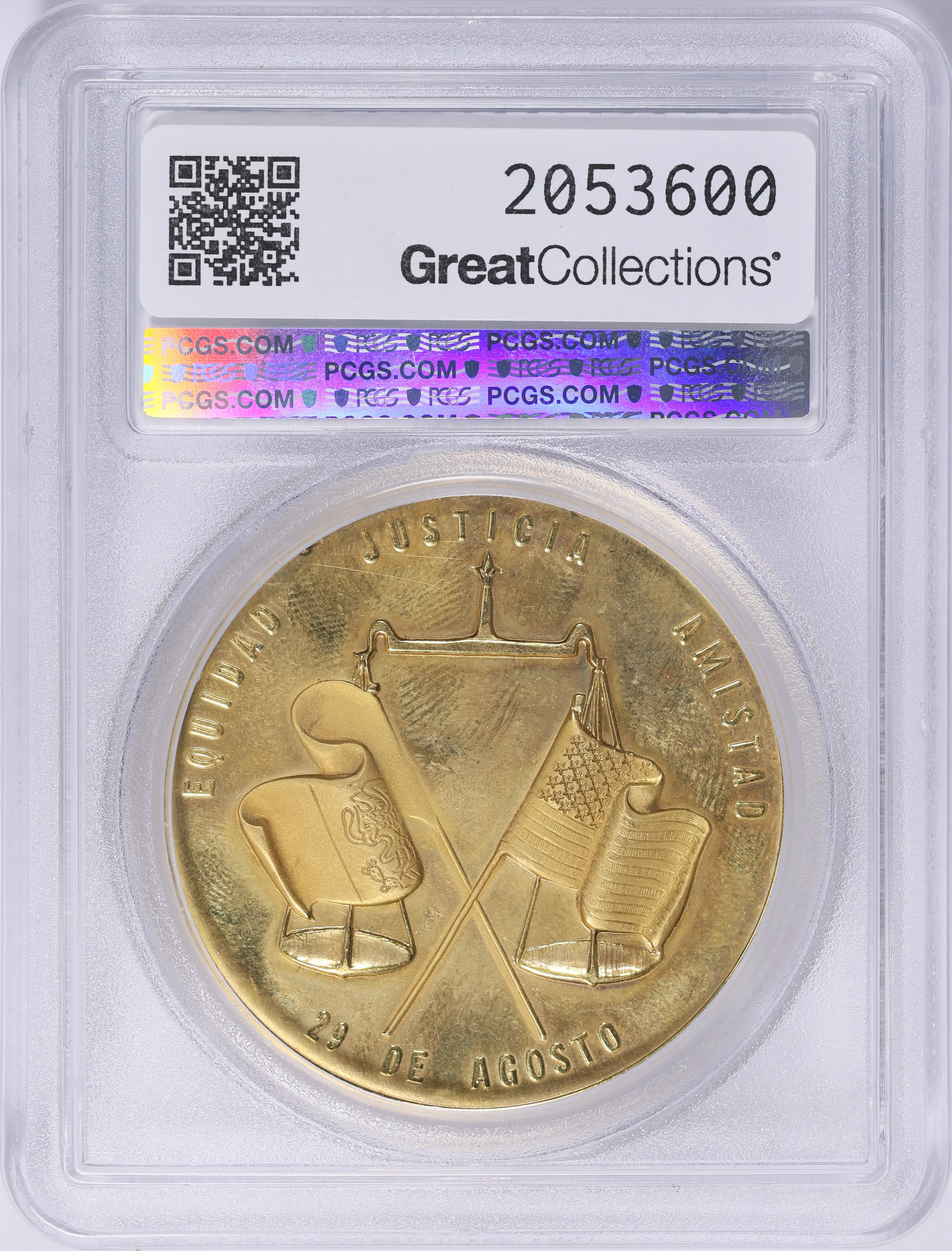 Mexico 1963 Gold 42mm Recovery of Chamizal Medal PCGS SP-64 (AGW