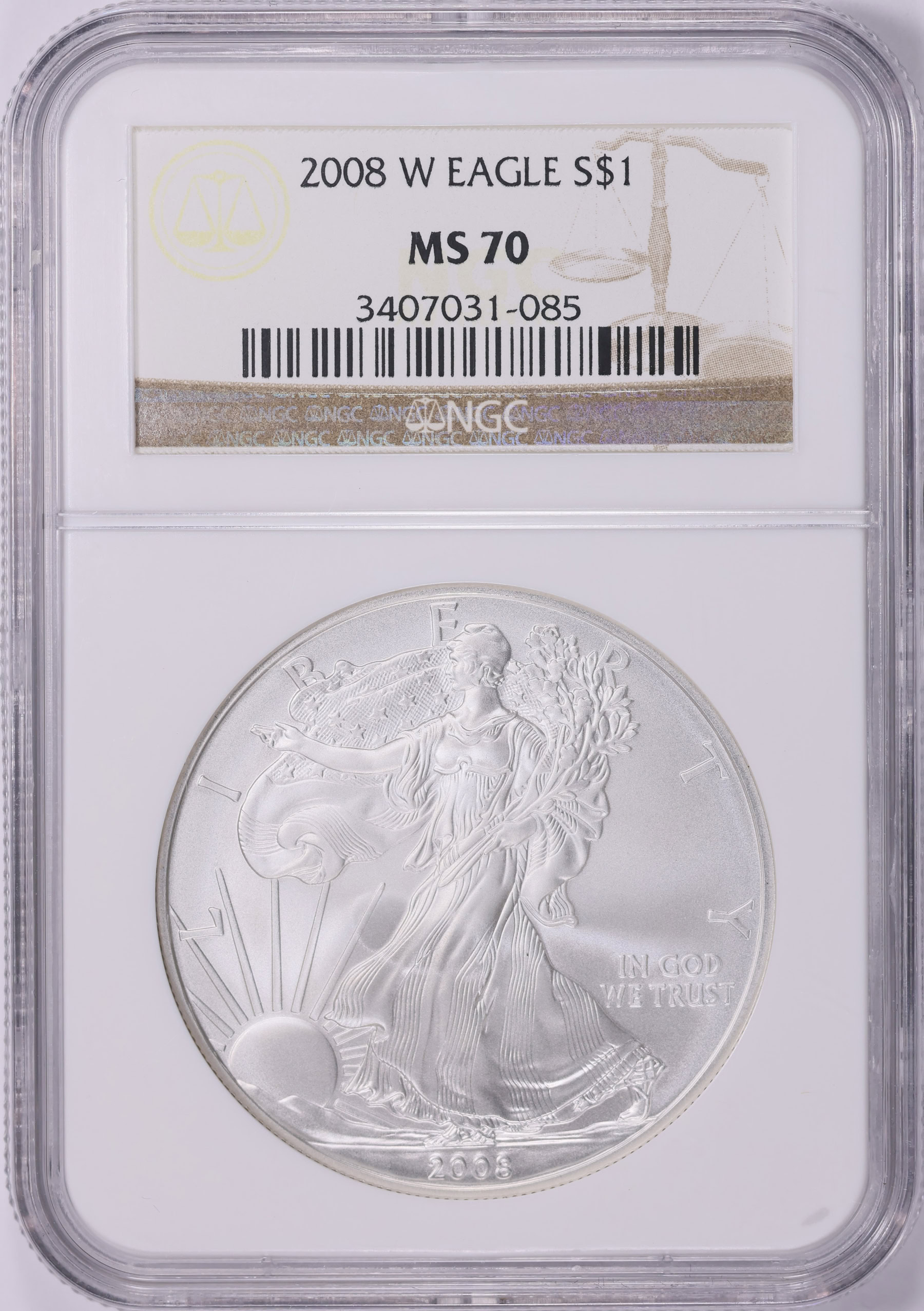 2008-W $1 Silver Eagle Burnished NGC MS-70 (Item 2053611
