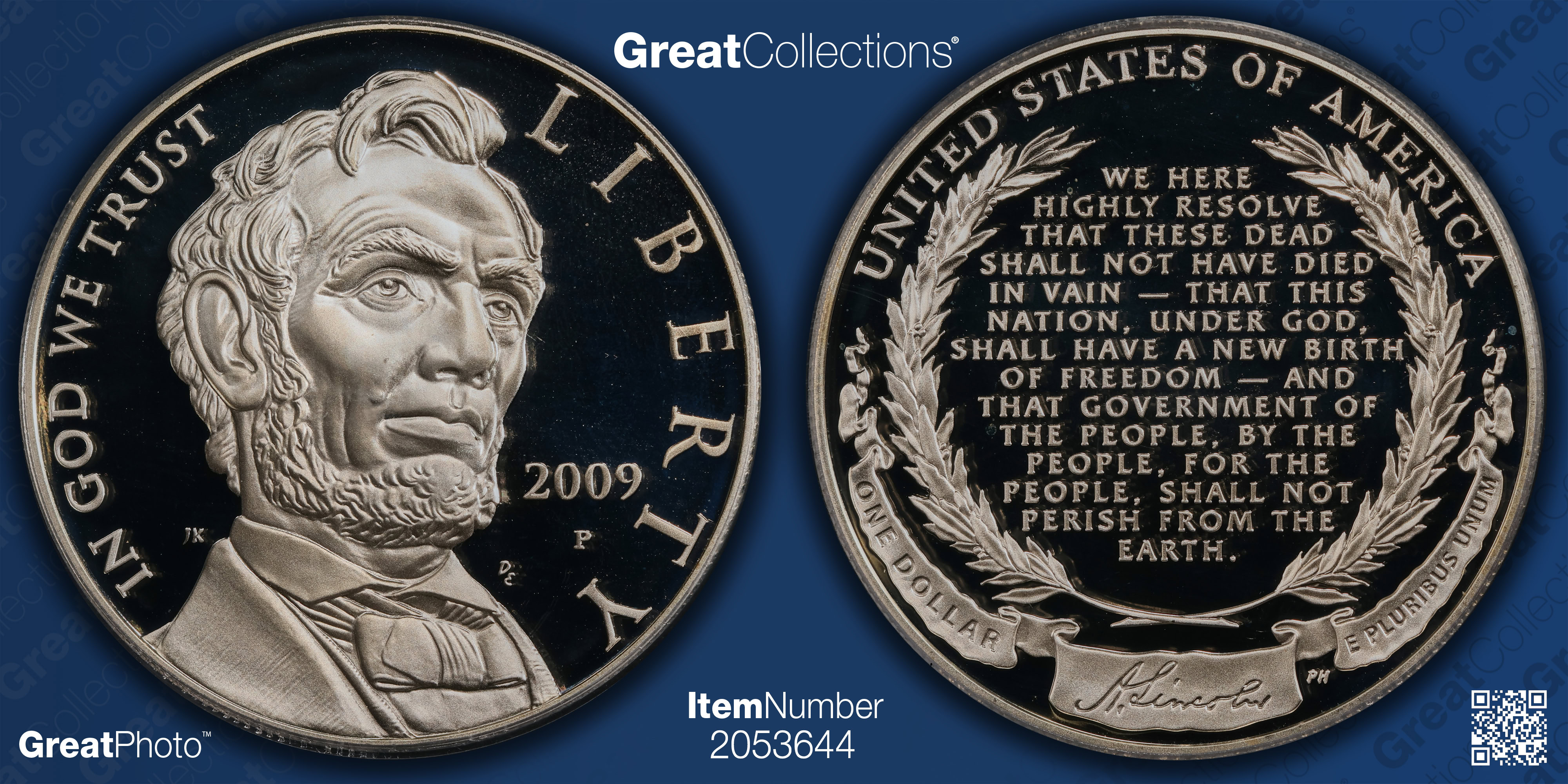 2009-P Abraham Lincoln Bicentennial Silver Dollar PCGS Proof-70