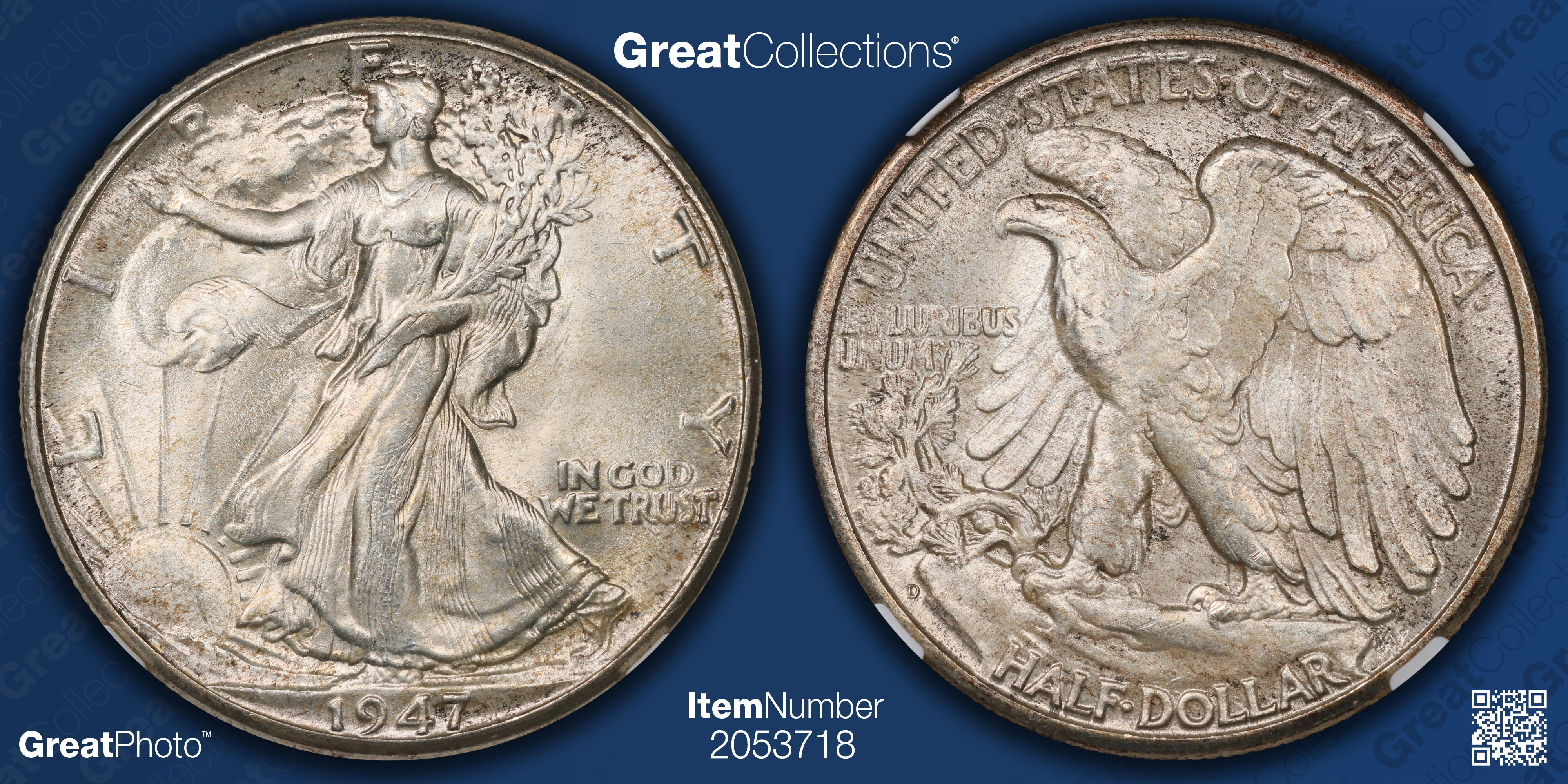 1947-D Walking Liberty Half Dollar NGC MS-66+ (CAC Green) (Item