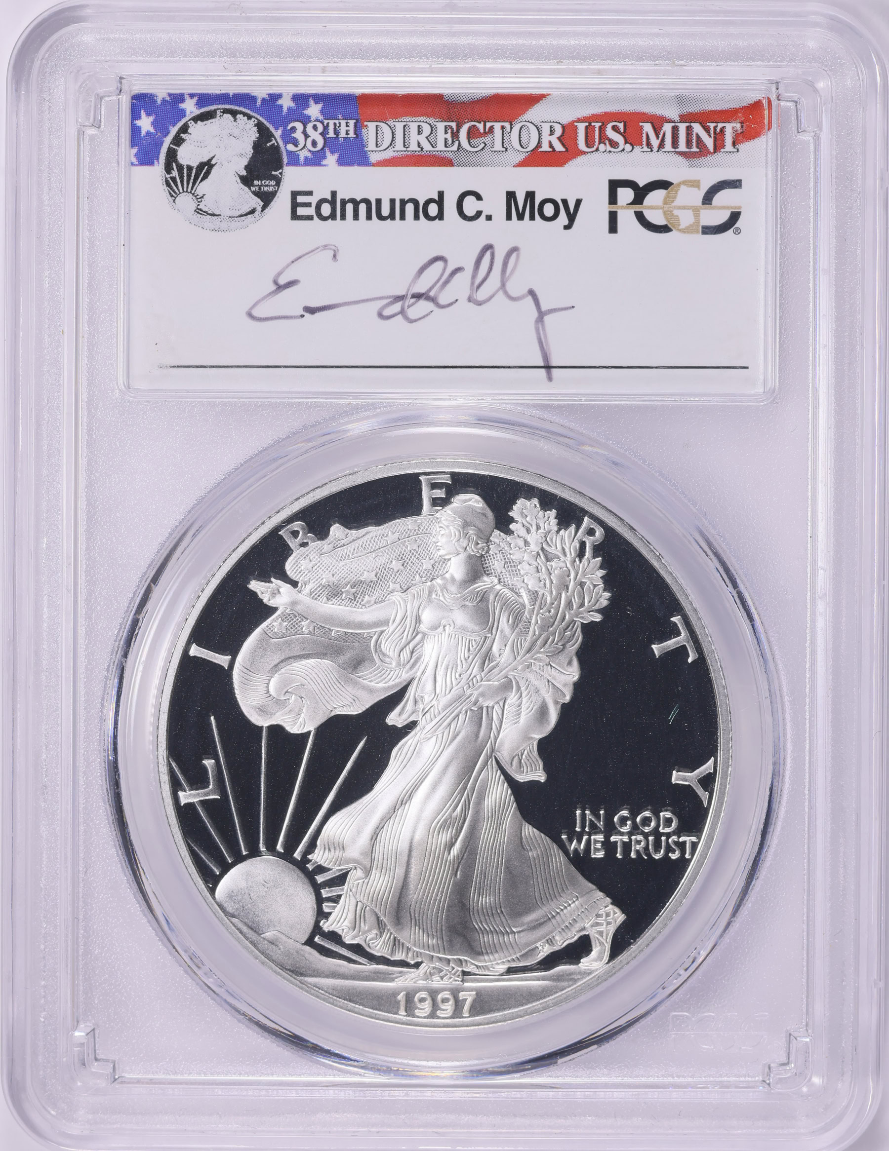1997-P $1 Silver Eagle PCGS Proof-70 DCAM (Moy Signed Label) (Item