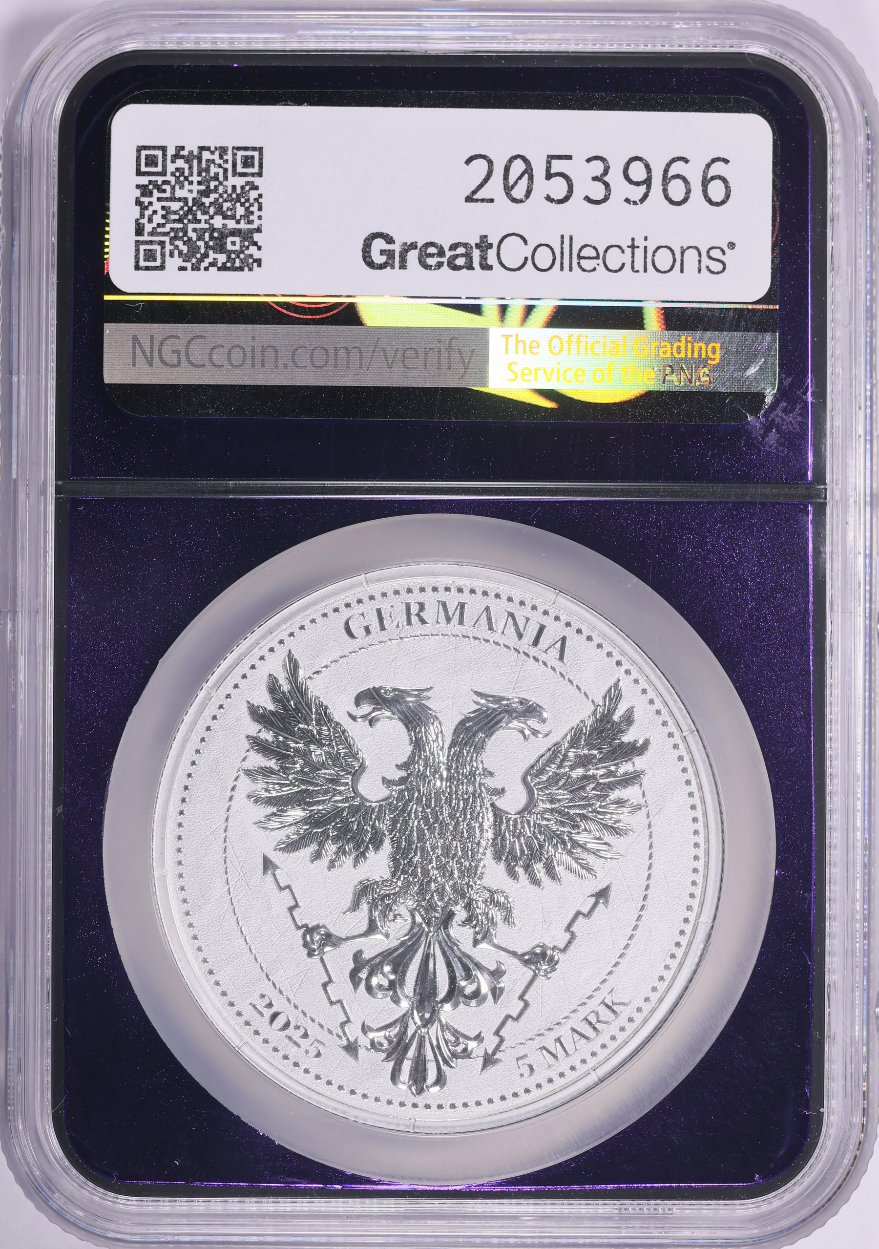 Germania 2025 Silver Fantasy 5 Marks Yggdrasil NGC MS-70 (Purple