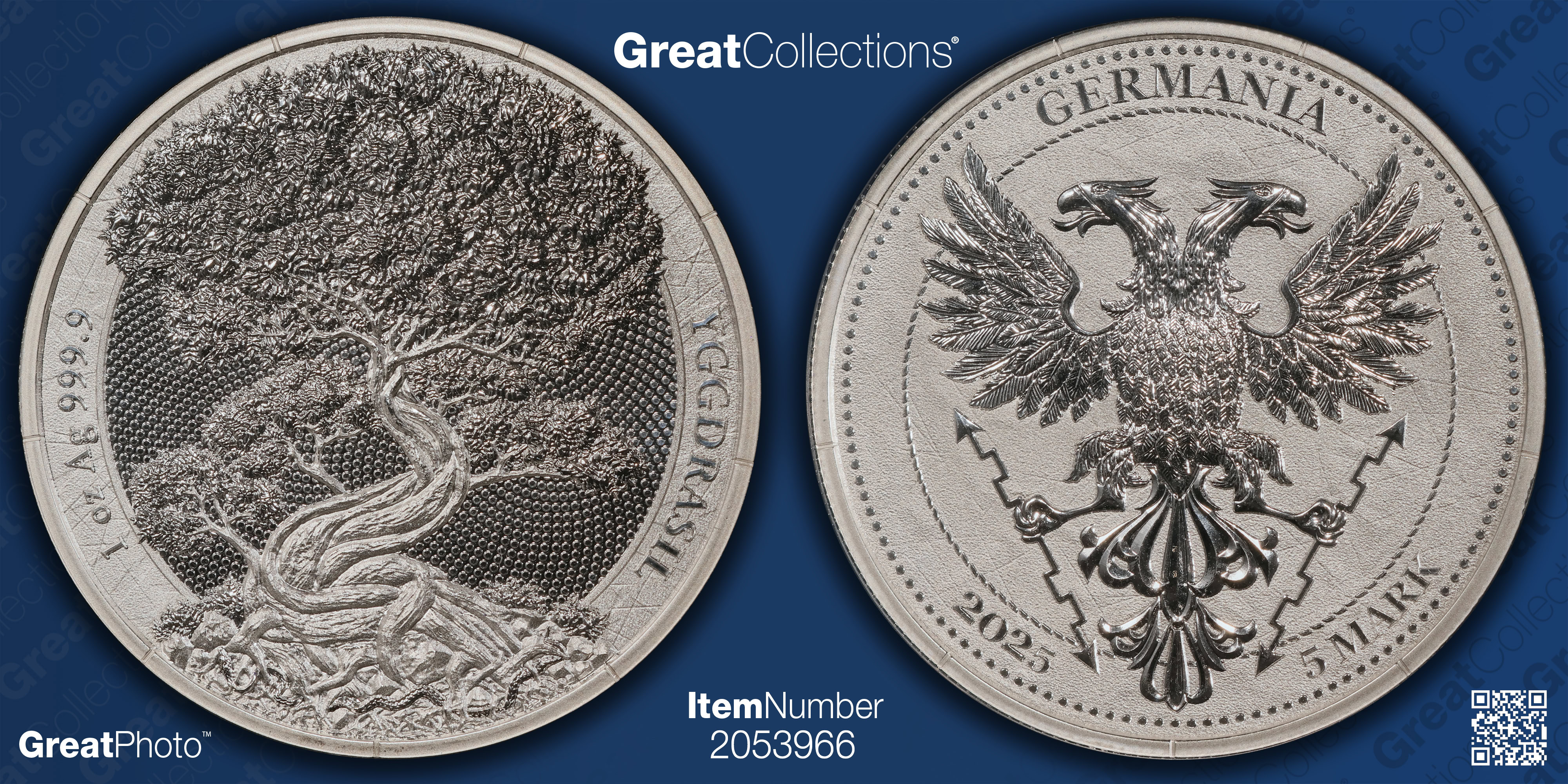 Germania 2025 Silver Fantasy 5 Marks Yggdrasil NGC MS-70 (Purple Germania 2025 Silver Fantasy 5 Marks Yggdrasil NGC MS-70 (Purple