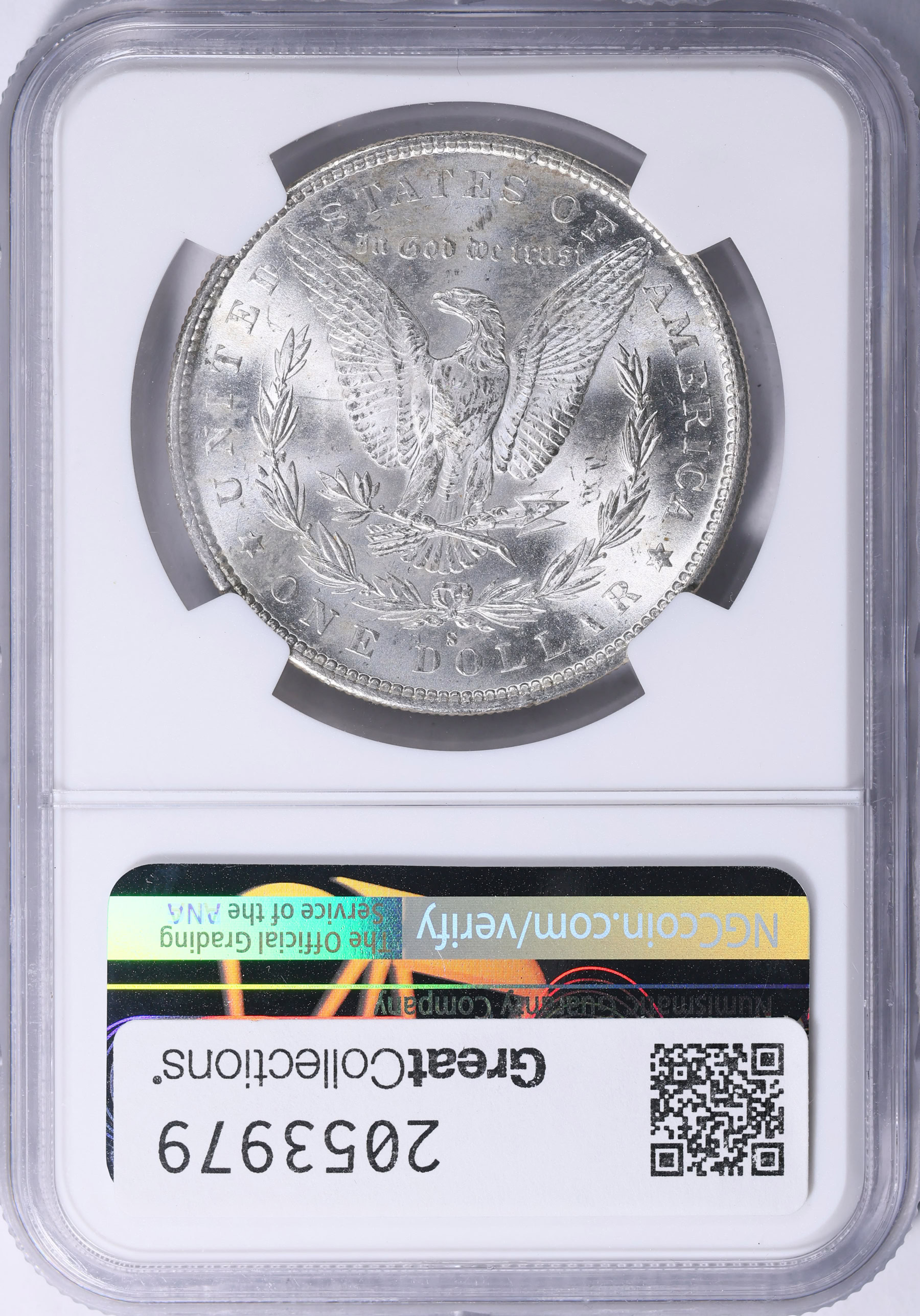 1890-S Morgan Silver Dollar NGC MS-63 (David J. Ryder Signed Label
