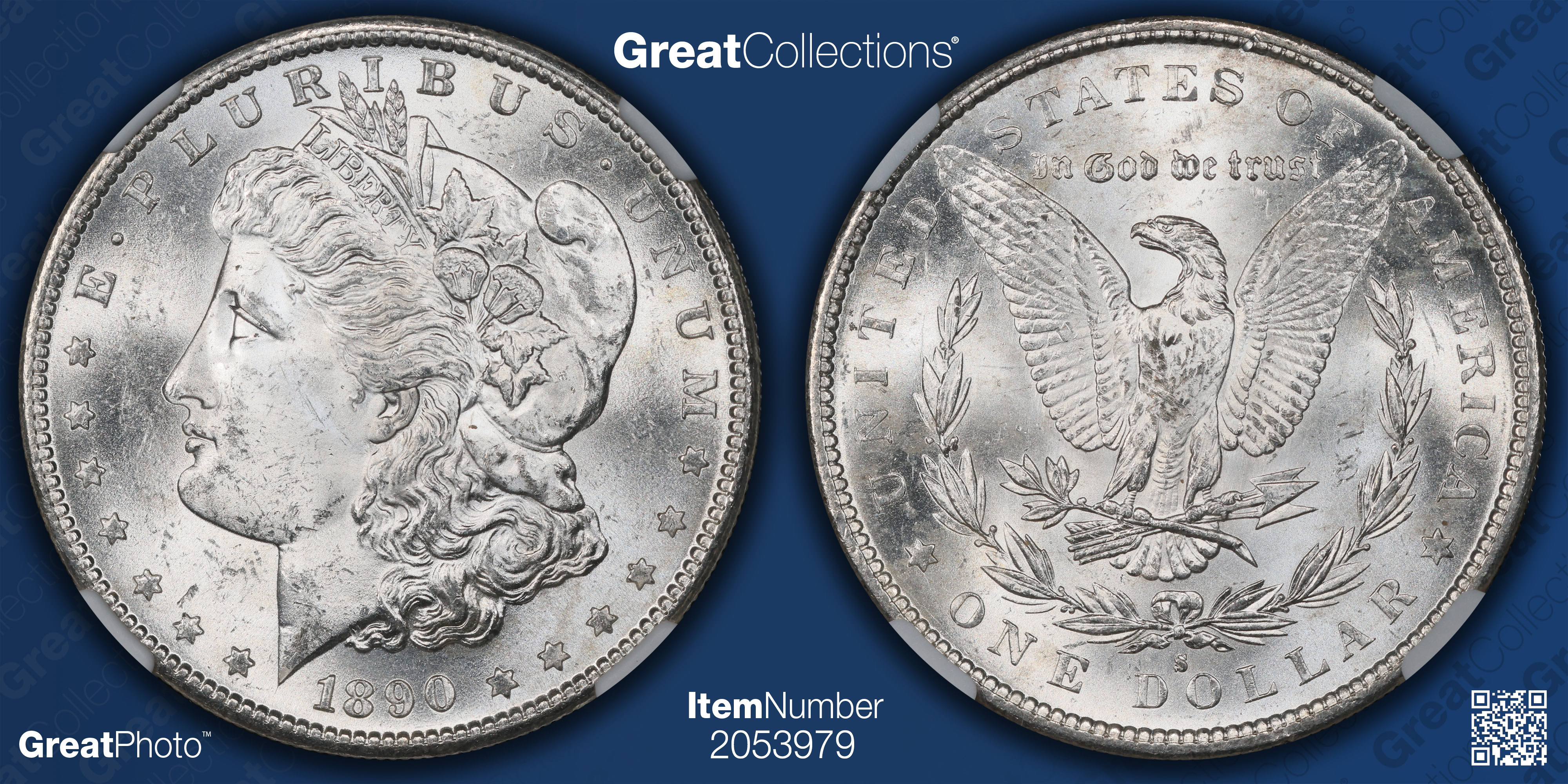 1890-S Morgan Silver Dollar NGC MS-63 (David J. Ryder Signed Label