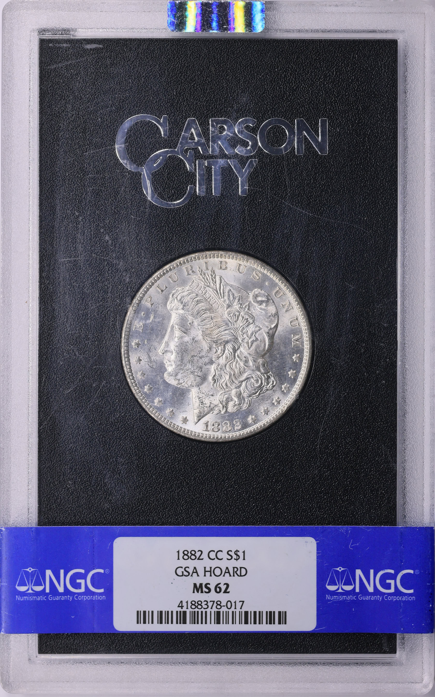 1882-CC Morgan Silver Dollar GSA Hoard NGC MS-62 (GSA Holder