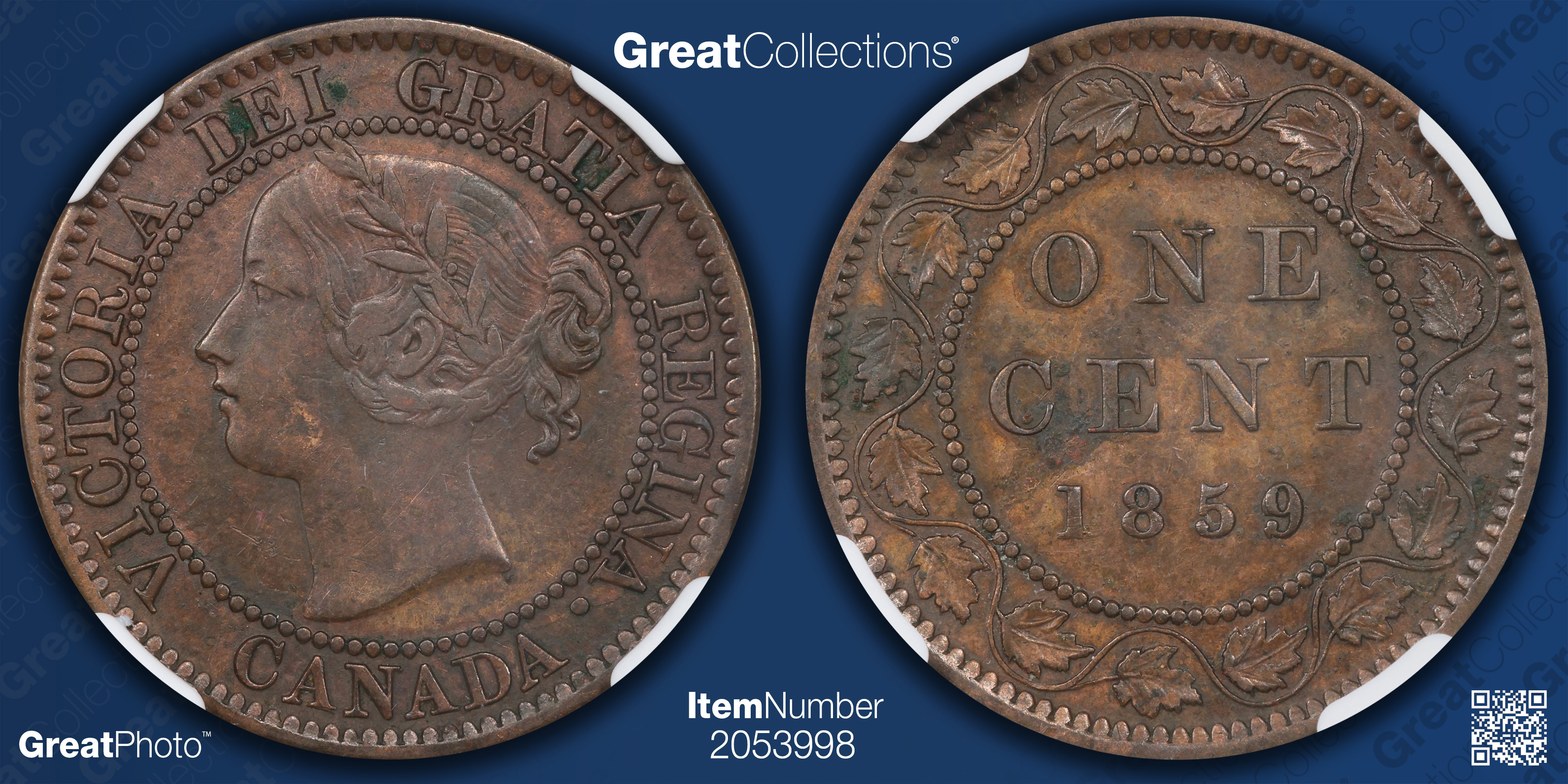 Canada 1859/9 Cent Double Punched Narrow 9 KM-1 NGC XF-45 BN (Item