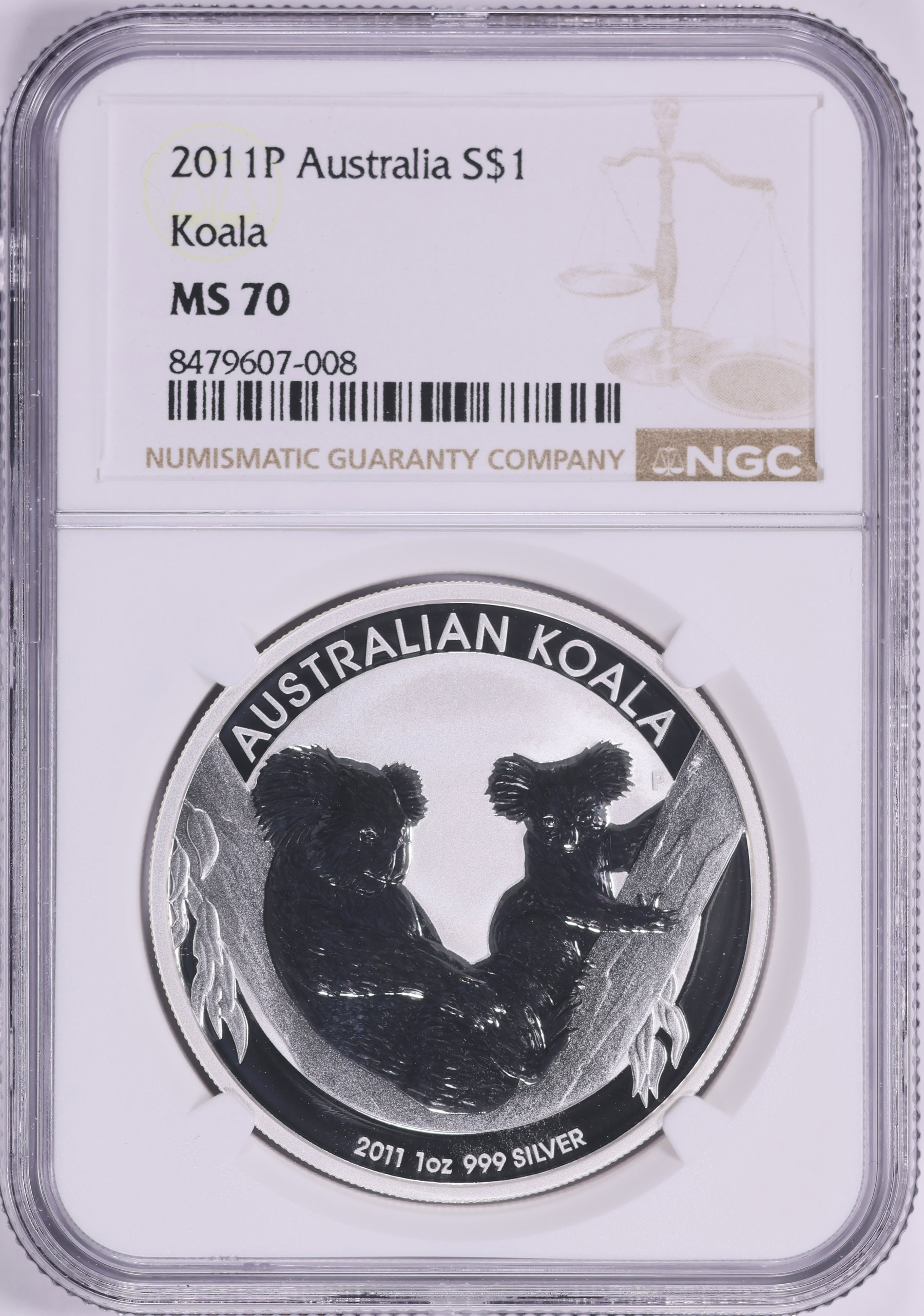 Australia 2011-P Silver Dollar Koala KM-1689 NGC MS-70 (Item