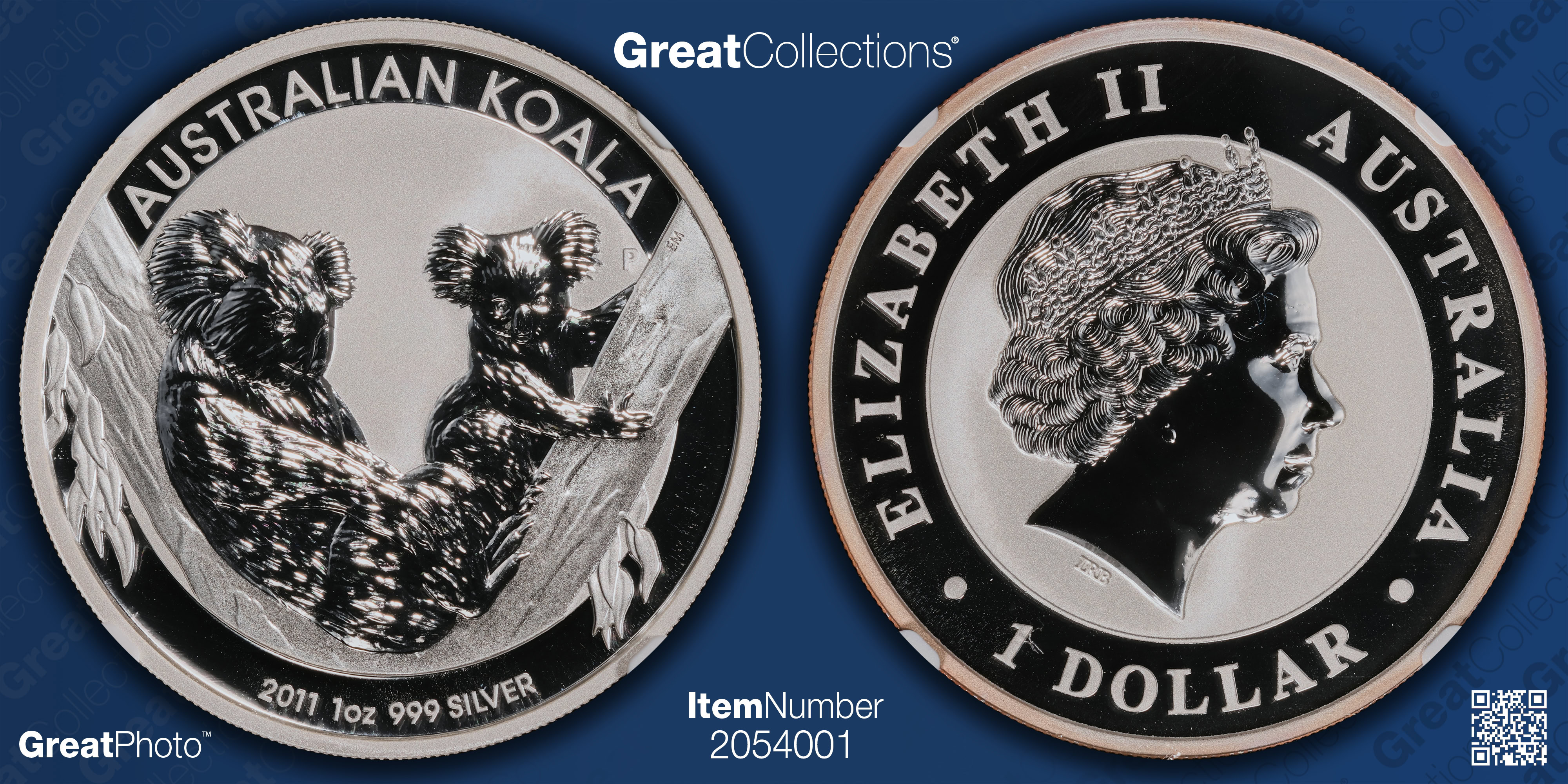 Australia 2011-P Silver Dollar Koala KM-1689 NGC MS-70 (Item