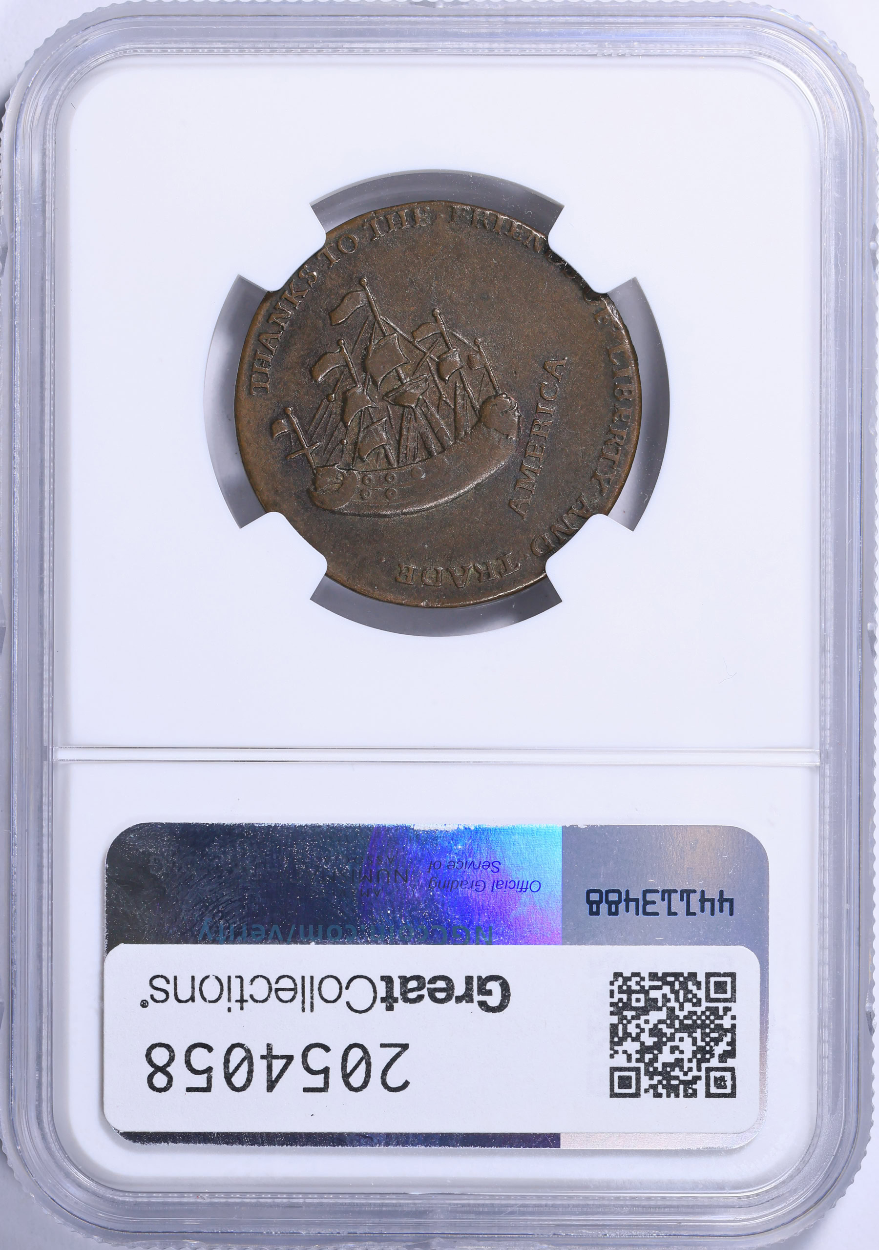 1766 1/2 Penny Copper William Pitt Token NGC XF-45 BN (Item