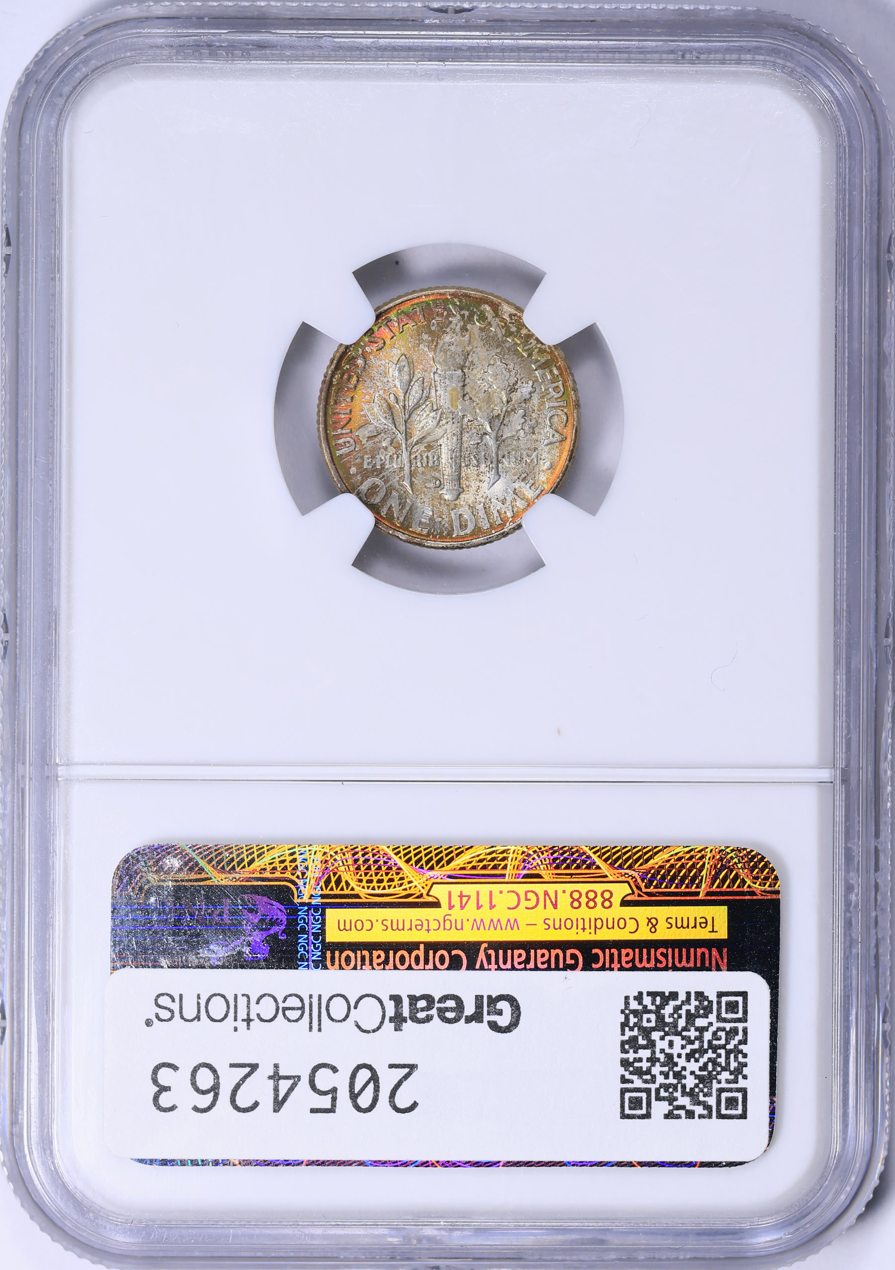 1958-D Roosevelt Dime NGC MS-66 ☆ FT (Toned) (Highland Collection