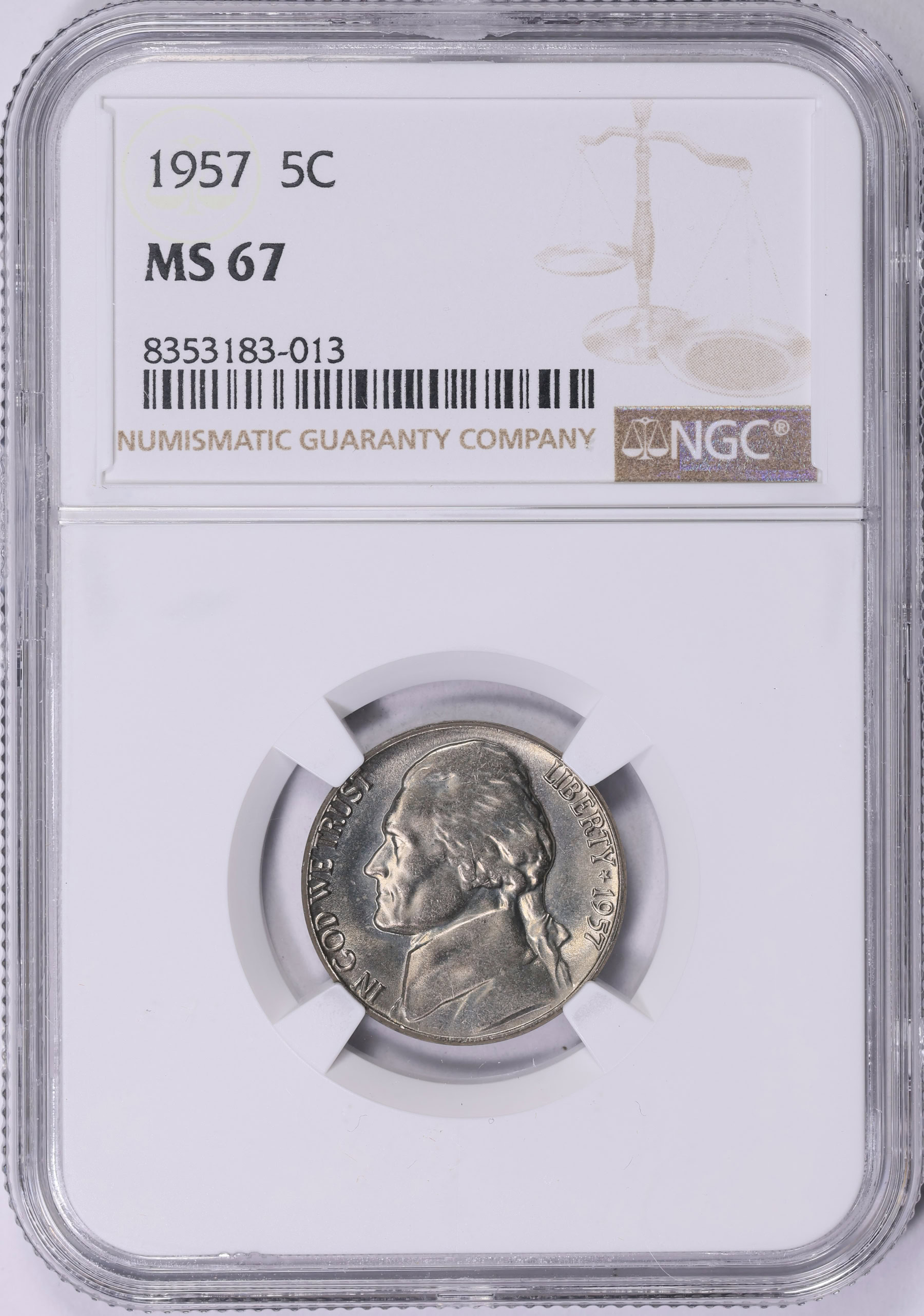 1957 Jefferson Nickel NGC MS-67 (Item 2056387) | GreatCollections