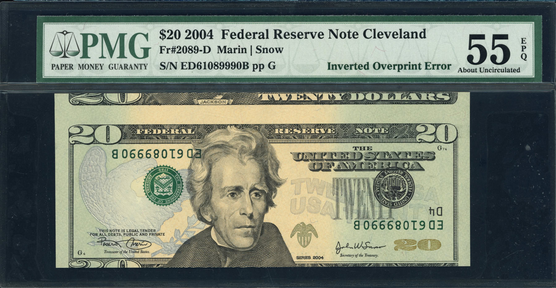 お買い得！SALE！　不揃い商品9個 208 Fr. 2089-D (EDB Block) 2004 $20 Cleveland Federal Reserve Error