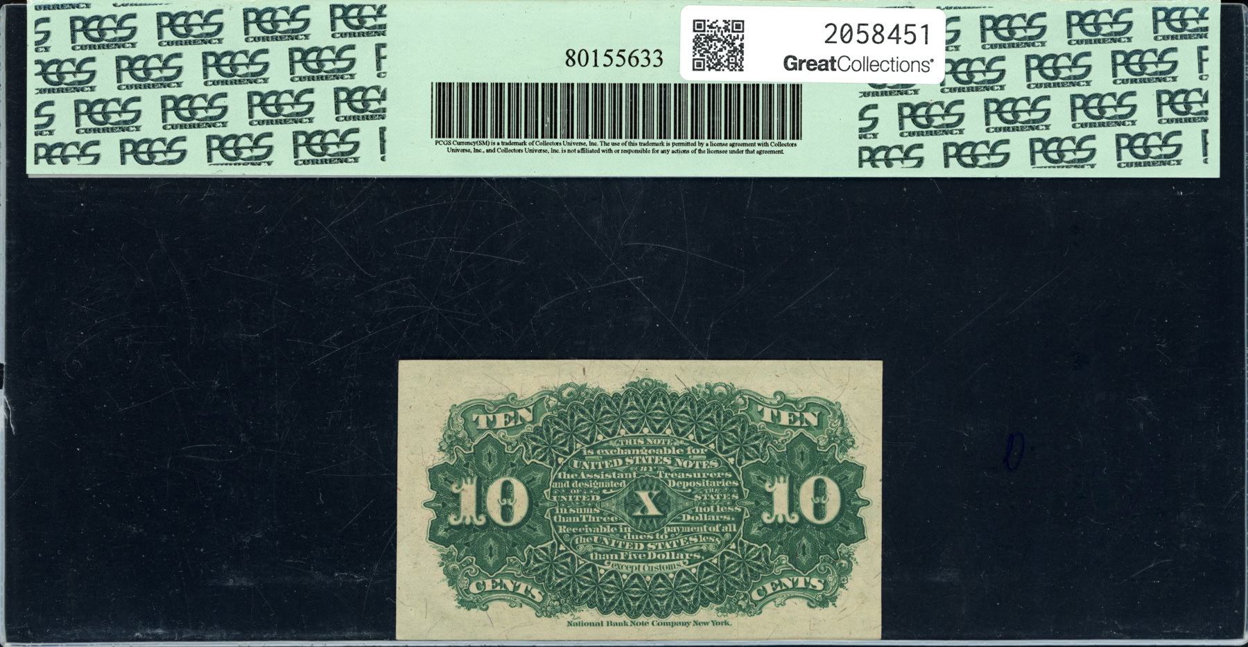 Fr. 1257 Fourth Issue 10 Cents Fractional Currency Note Allison ...