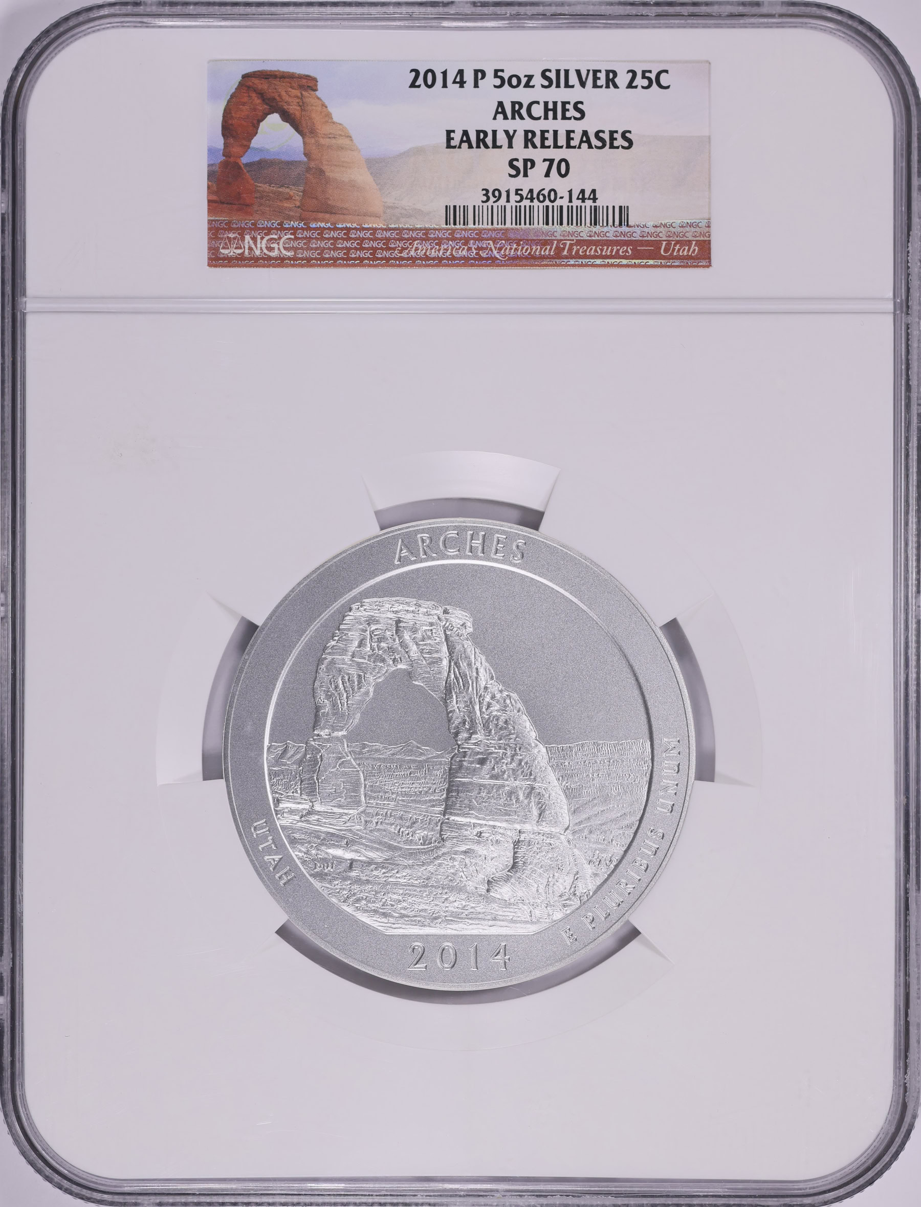 2014-P America the Beautiful 5 oz. Silver Quarter Arches NP Early