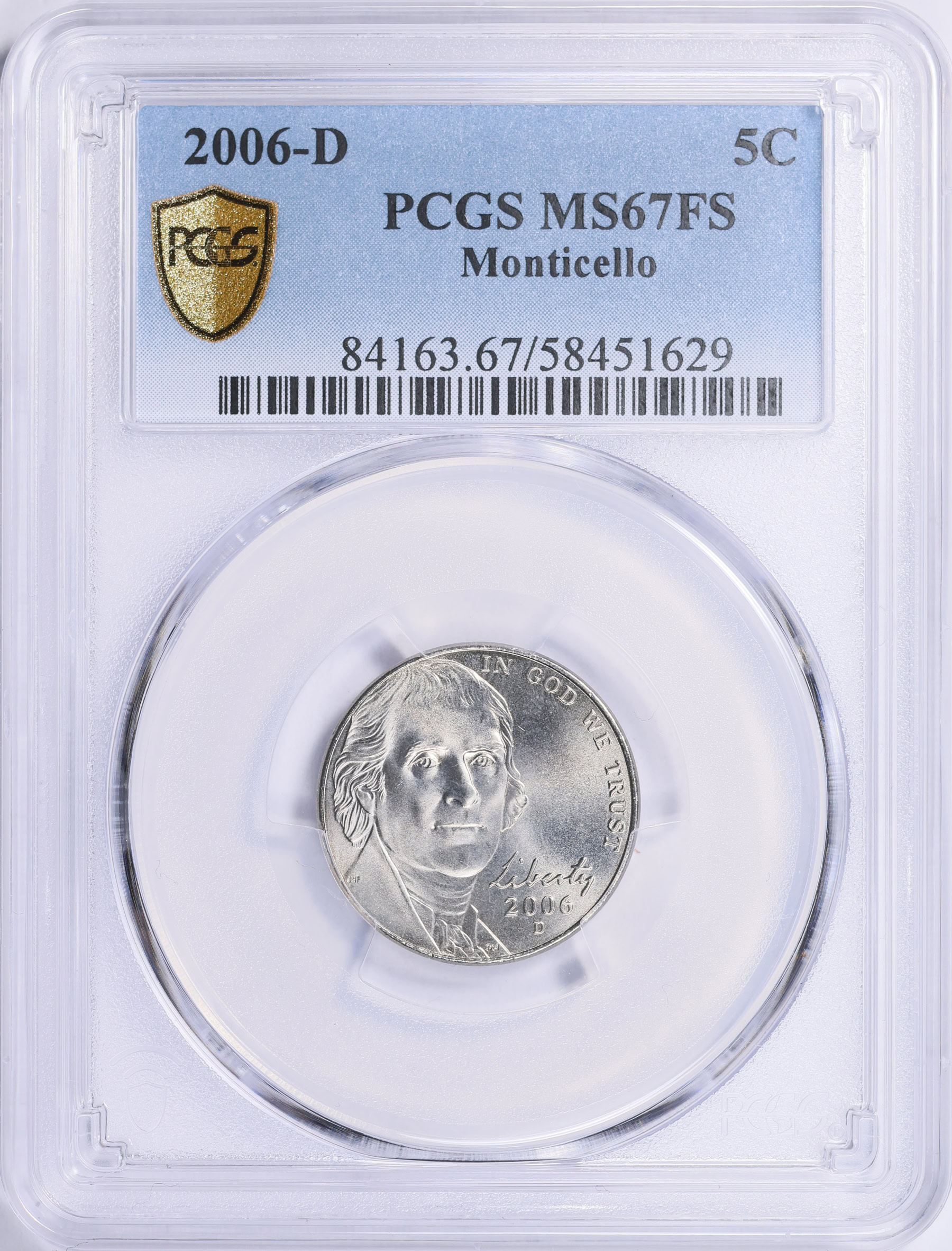 2006-D Jefferson Nickel Monticello PCGS MS-67 FS (Item 2058724