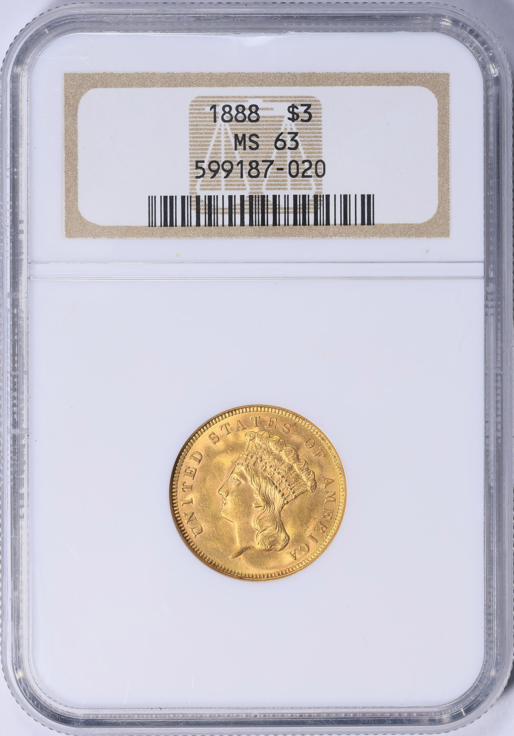 1888 Three-Dollar Gold Piece NGC MS-63 (Item 2058955