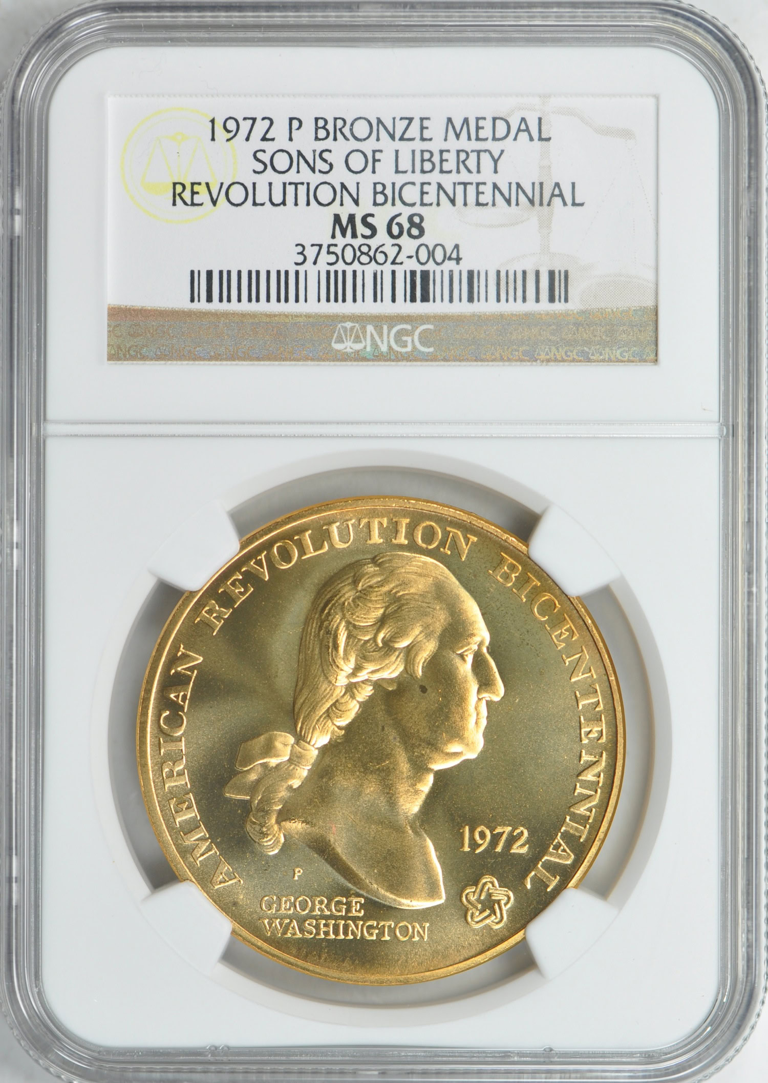 1972-P Sons of Liberty Revolution Bicentennial Bronze Medal NGC MS