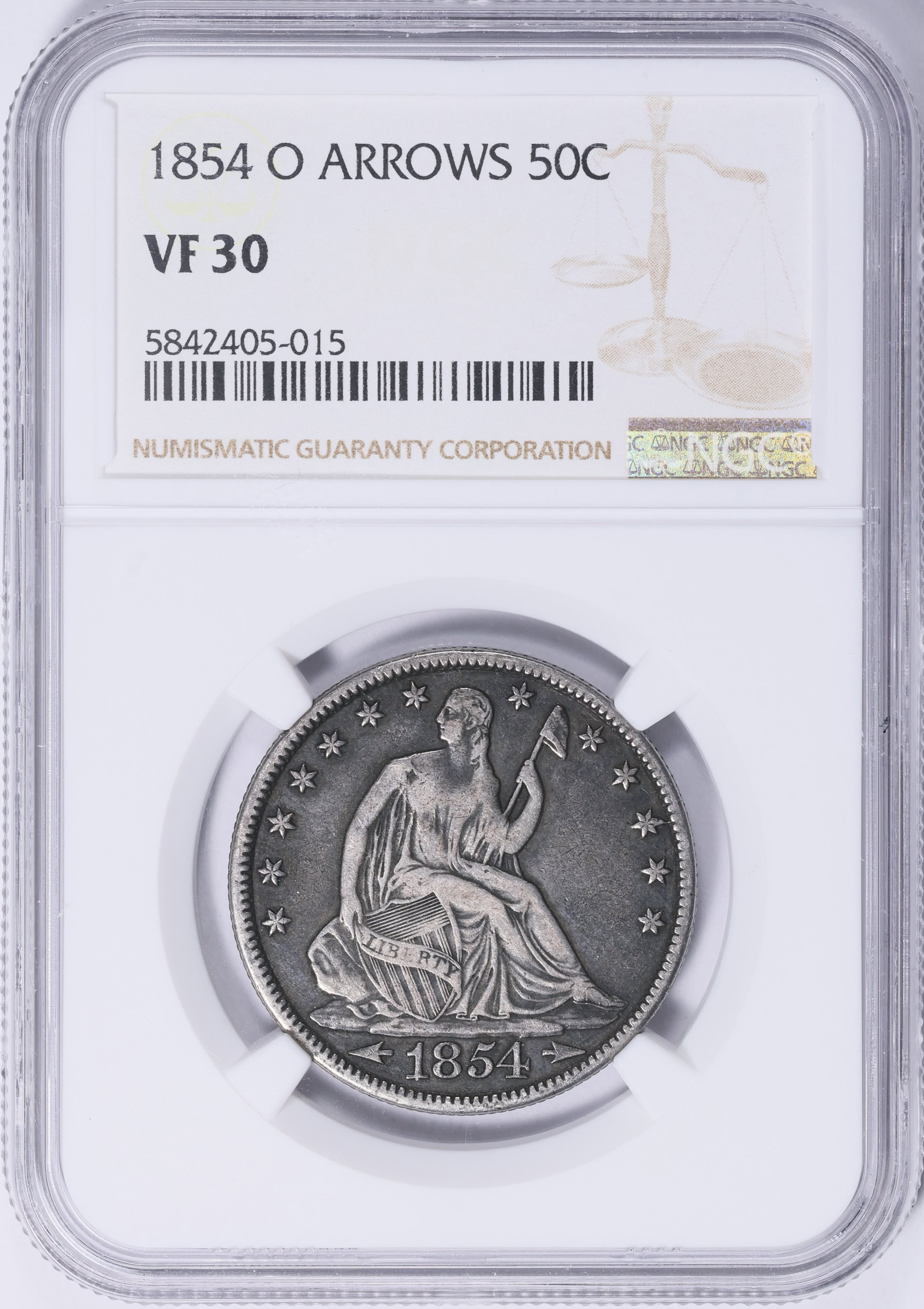 1854-O Seated Liberty Half Dollar Arrows NGC VF-30 (Item 2059633