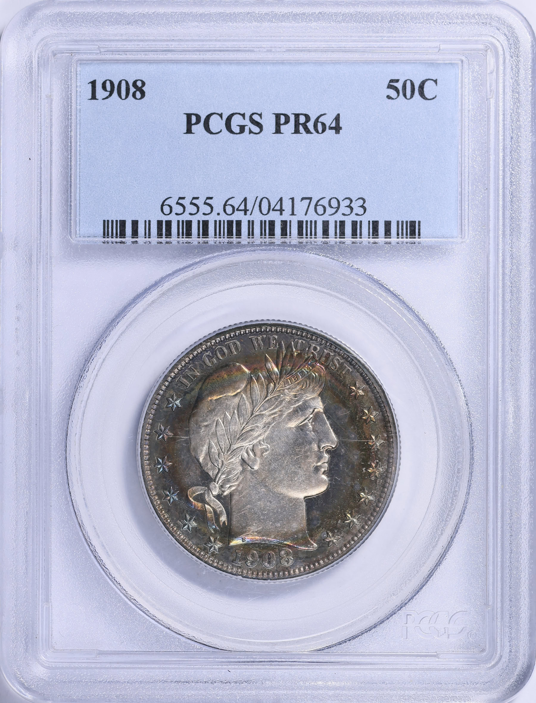 1908 Barber Half Dollar PCGS Proof-64 (Toned) (Item 2060137