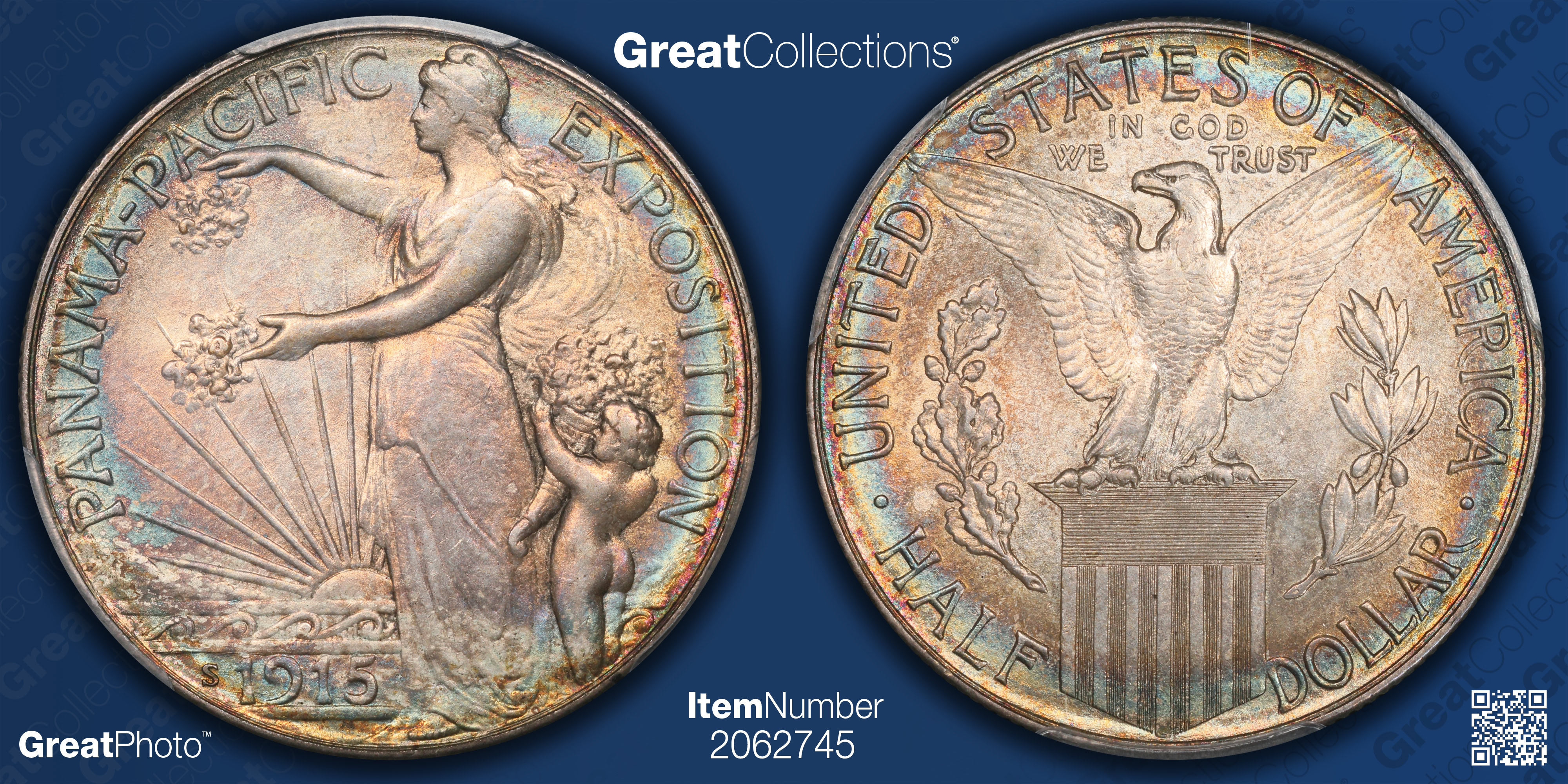 1915-S Panama-Pacific Exposition Half Dollar PCGS MS-64 (CAC Green