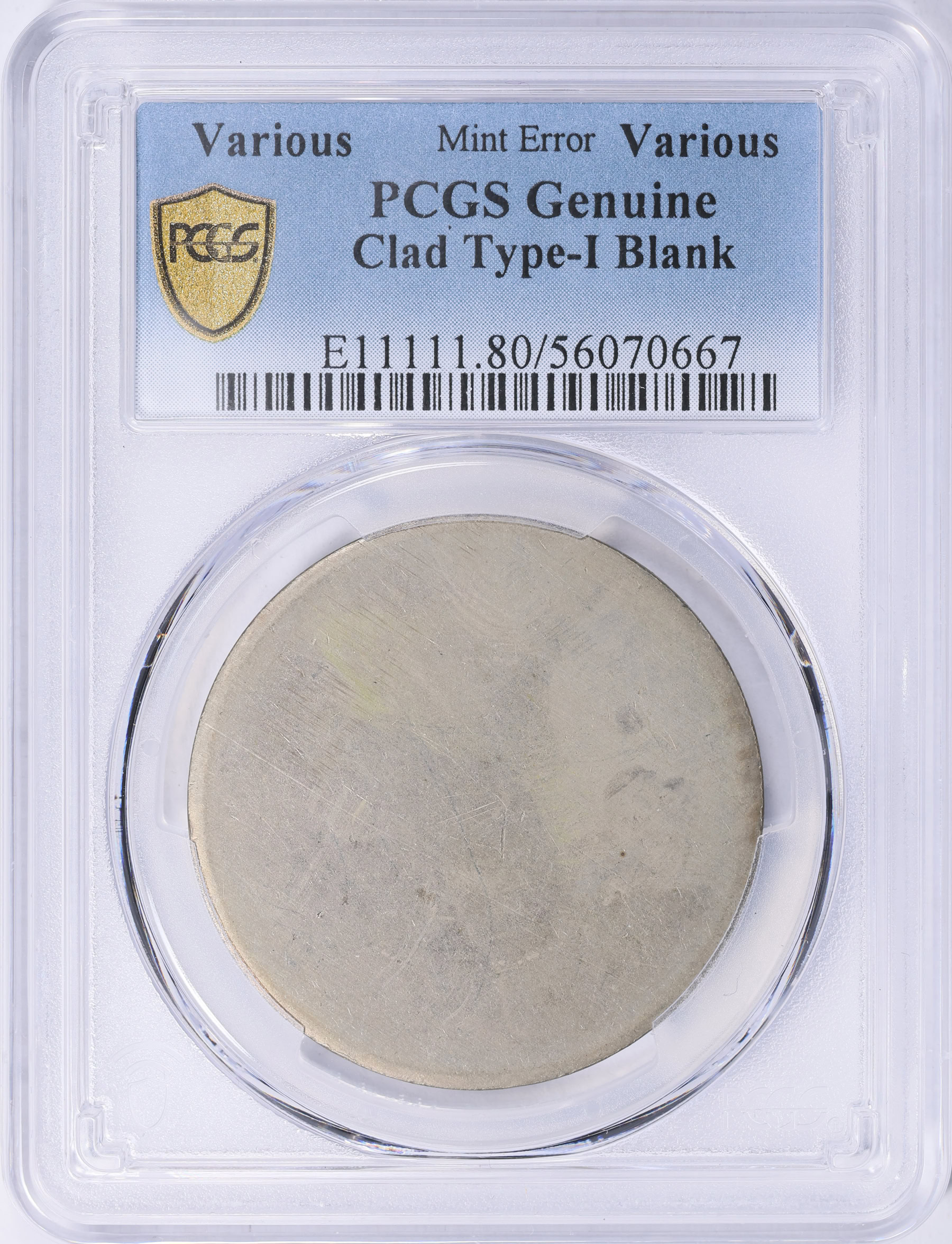 Pcgs Dimensions Mint Error ND Clad Type I Dollar Size Blank Planchet PCGS Genuine ...
