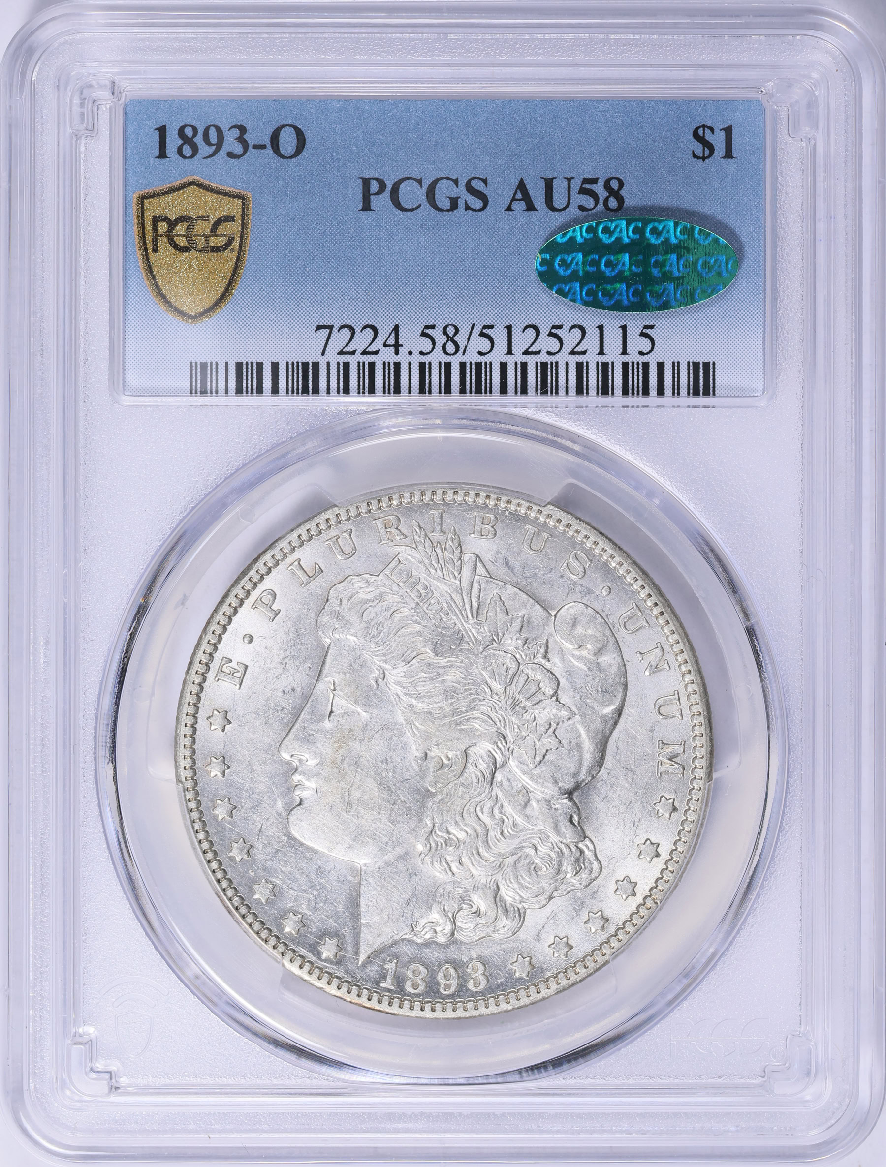 1893-O Morgan Silver Dollar PCGS AU-58 (CAC Green) (Item 2062878