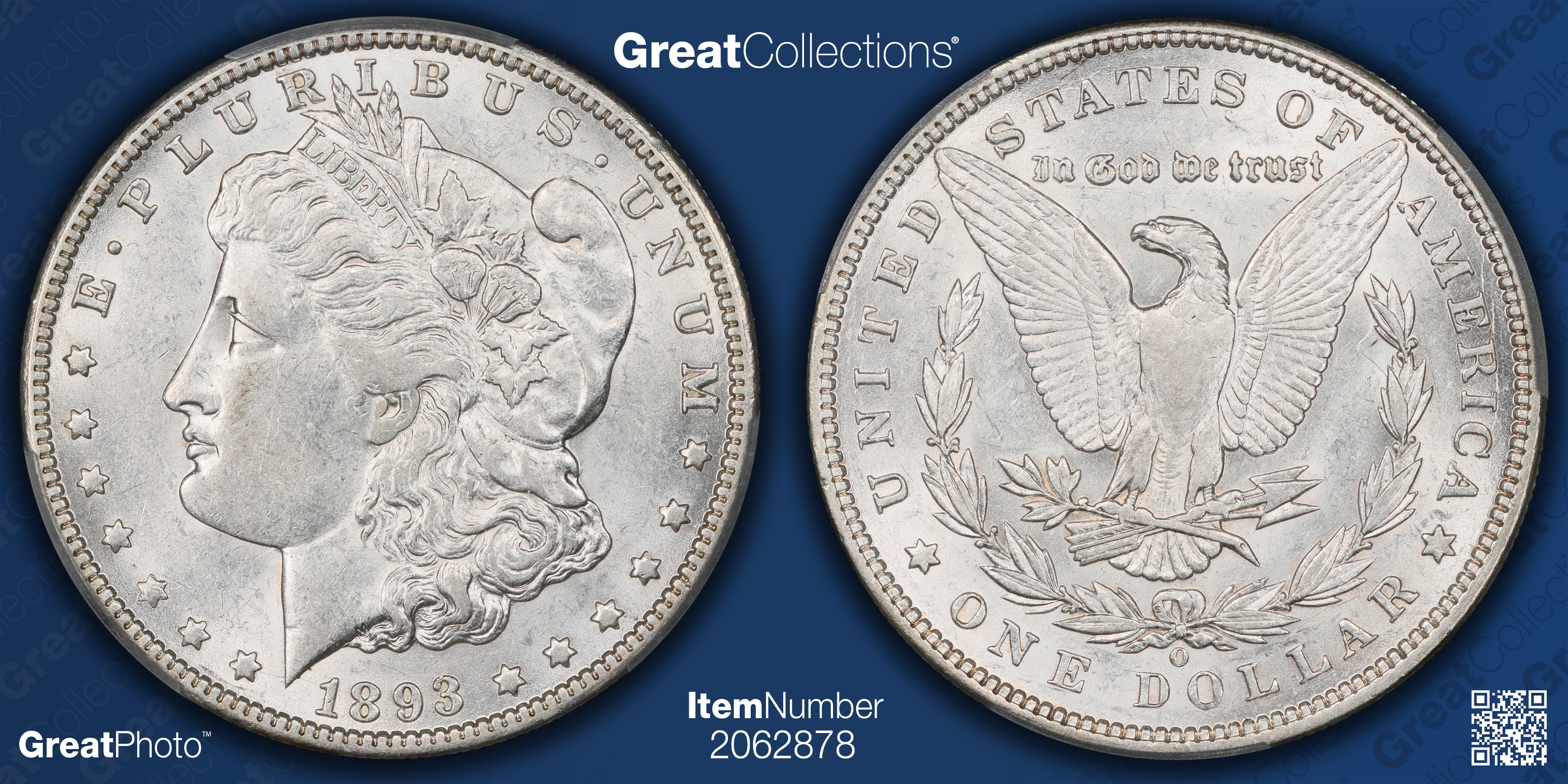 1893-O Morgan Silver Dollar PCGS AU-58 (CAC Green) (Item 2062878