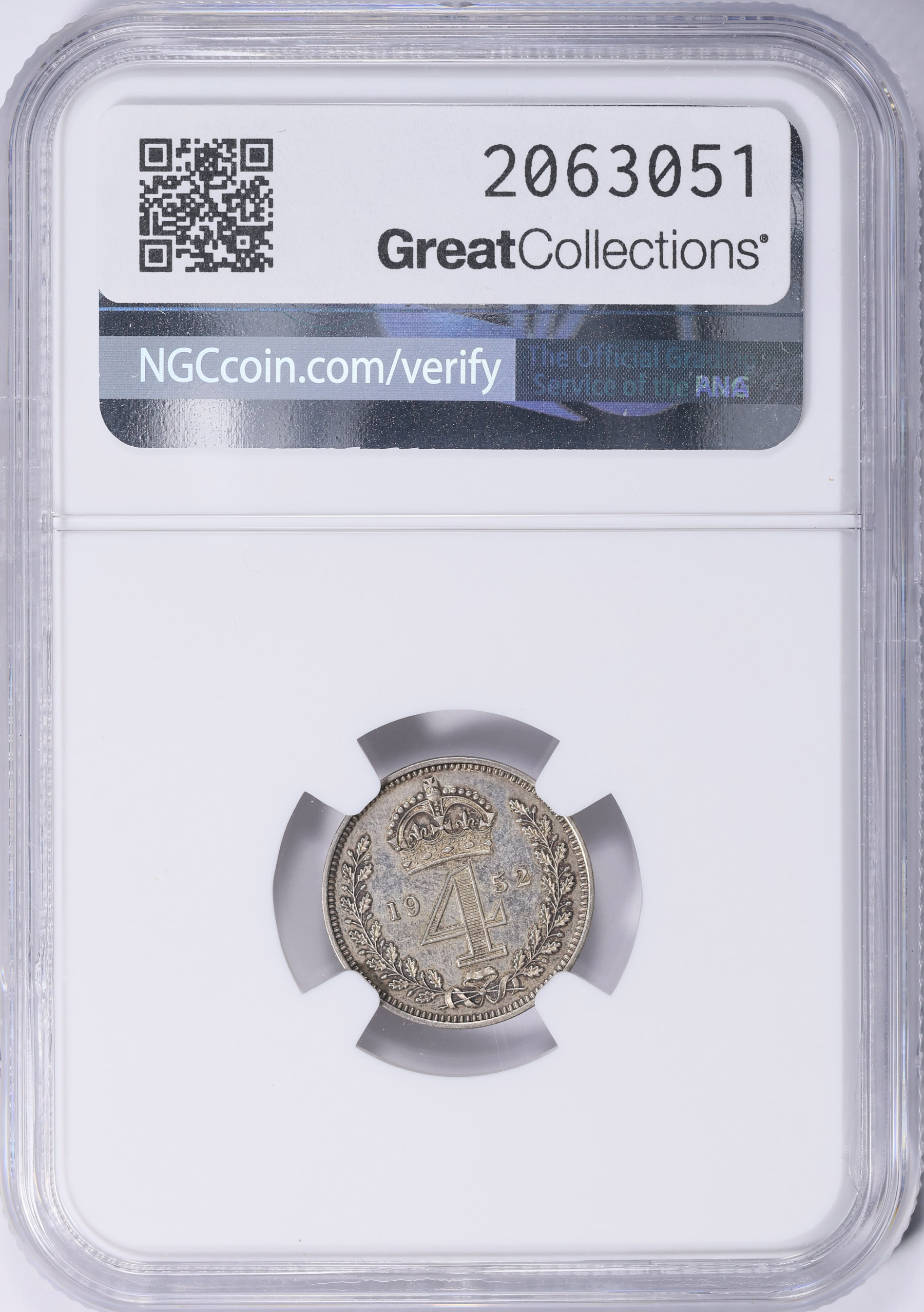 Great Britain 1952 Silver Maundy 4 Pence KM-874 NGC MS-62 (Item
