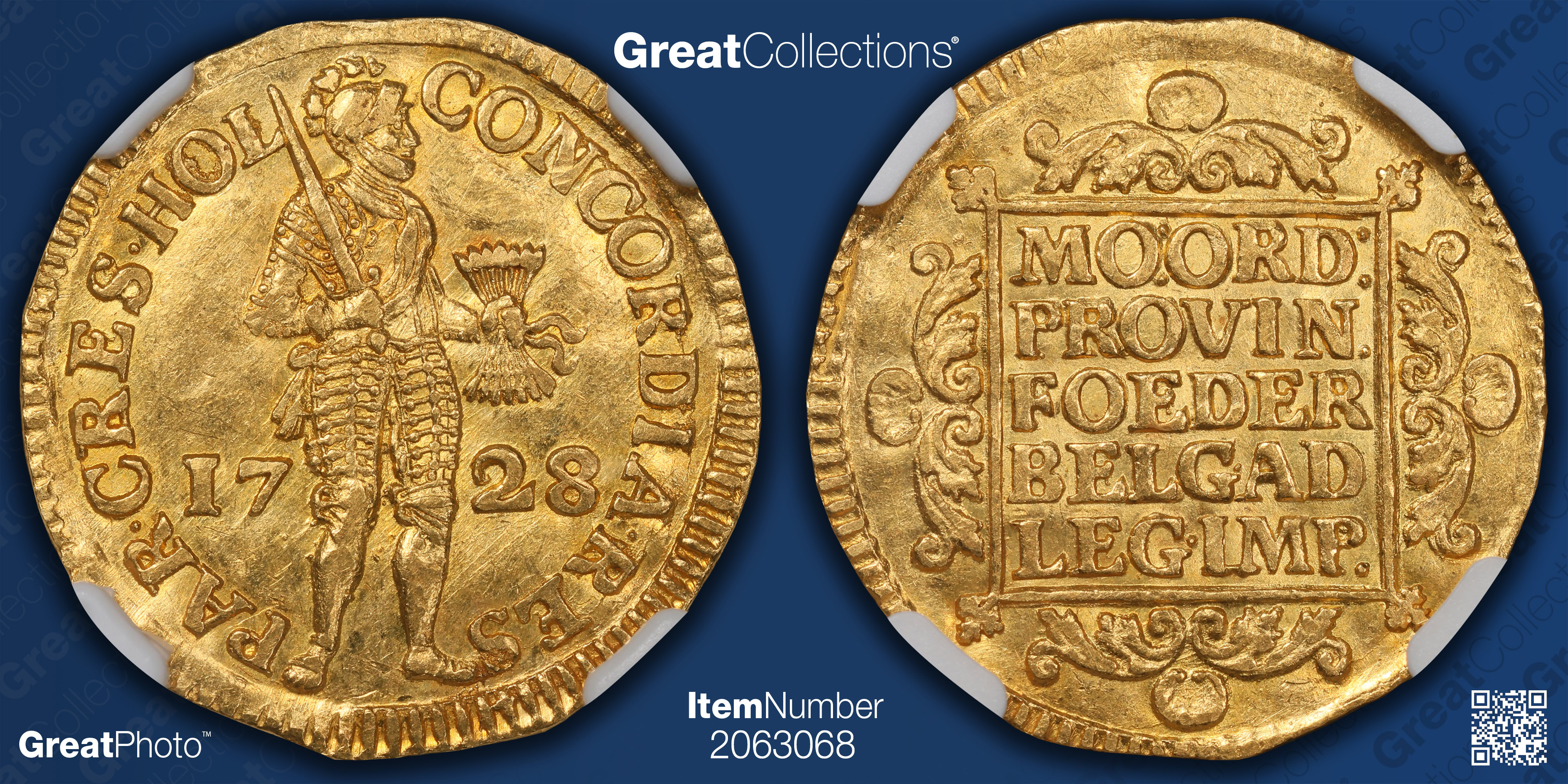 Netherlands - Holland 1728 Gold Ducat KM-12.2 NGC MS-61 (AGW