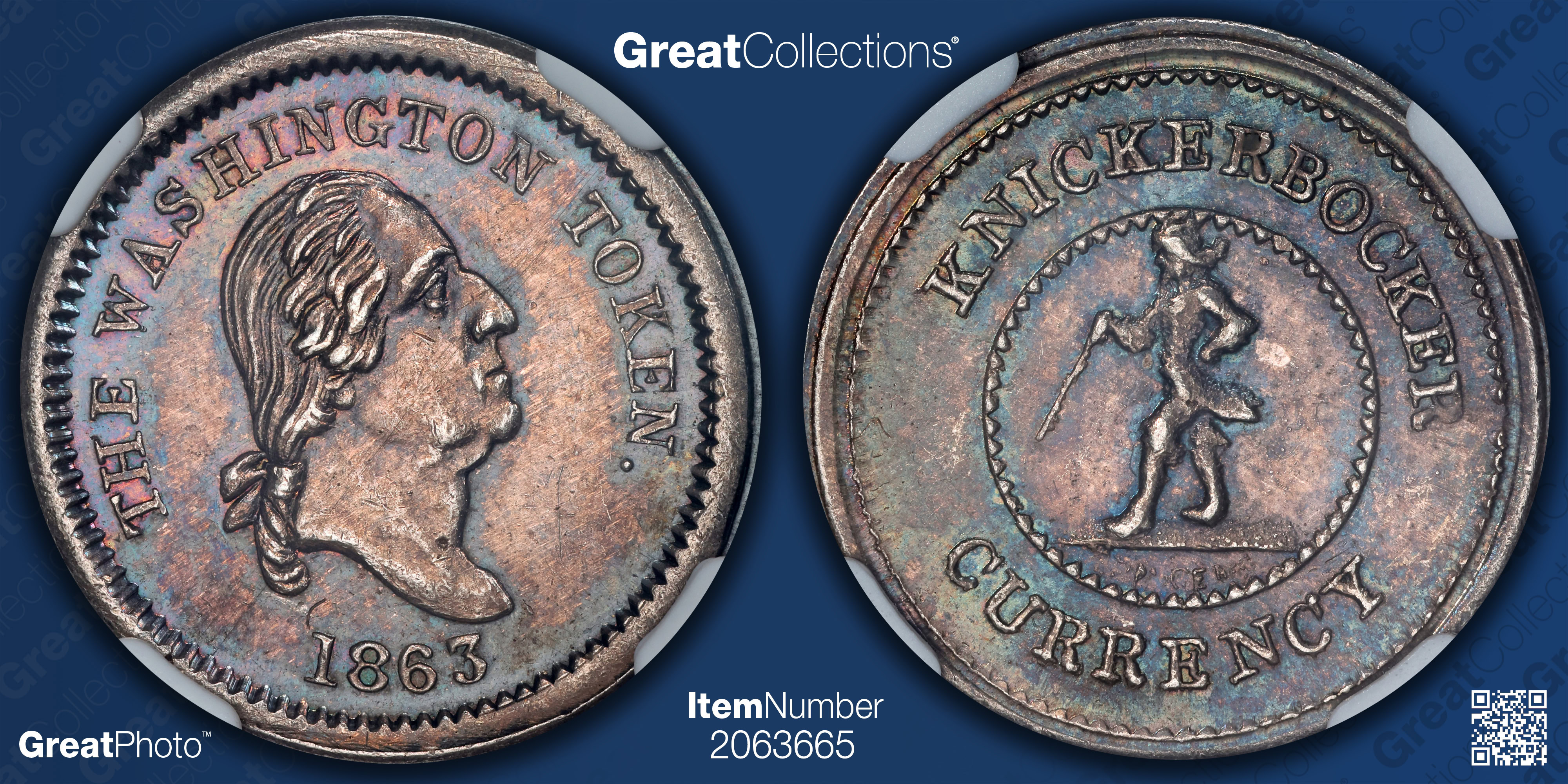 1863 Silver Washington - Knickerbocker Currency Civil War Token F