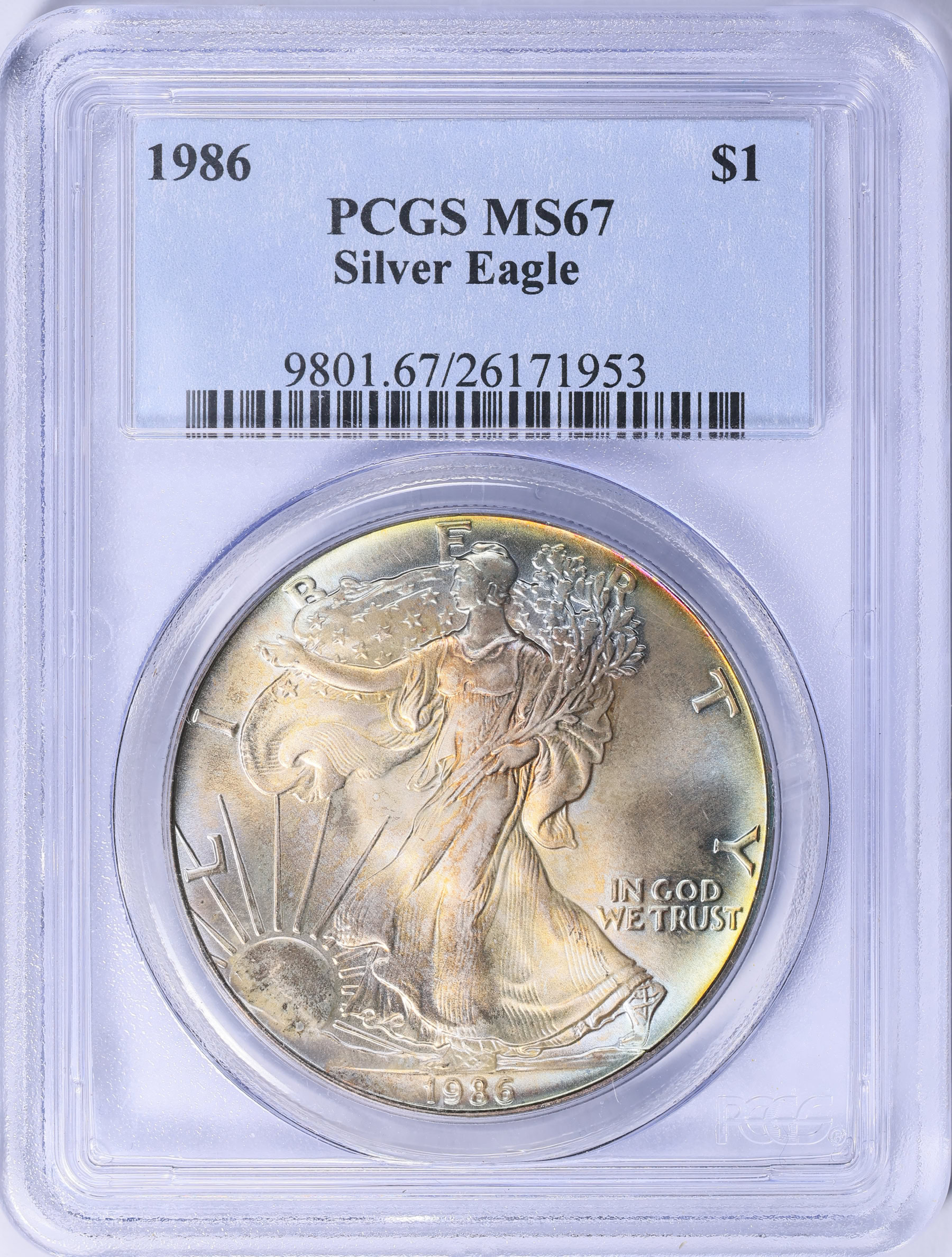 コレクション PCGS MS67 1986 $1 Silver Eagle PCGS MS-67 (Toned) (Item 2063820