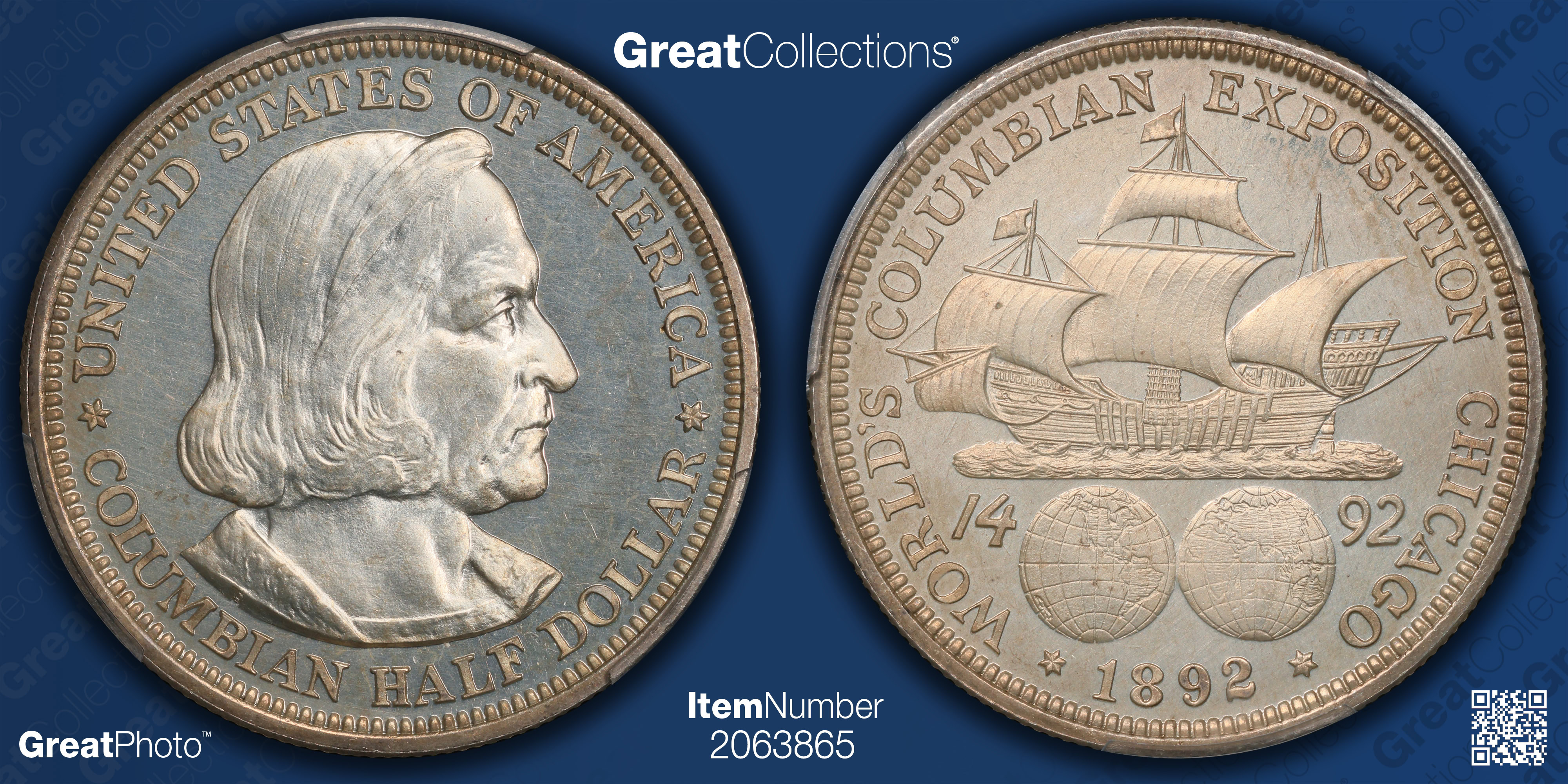 1892 World Columbian Exposition Half Dollar PCGS Proof-65+ (Item