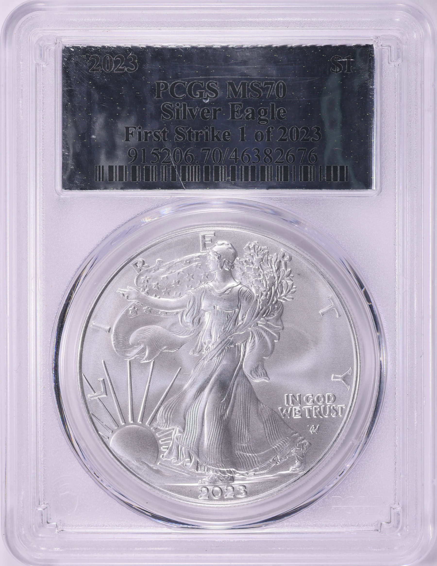 2023 $1 Silver Eagle First Strike PCGS MS-70 (Silver Foil Label