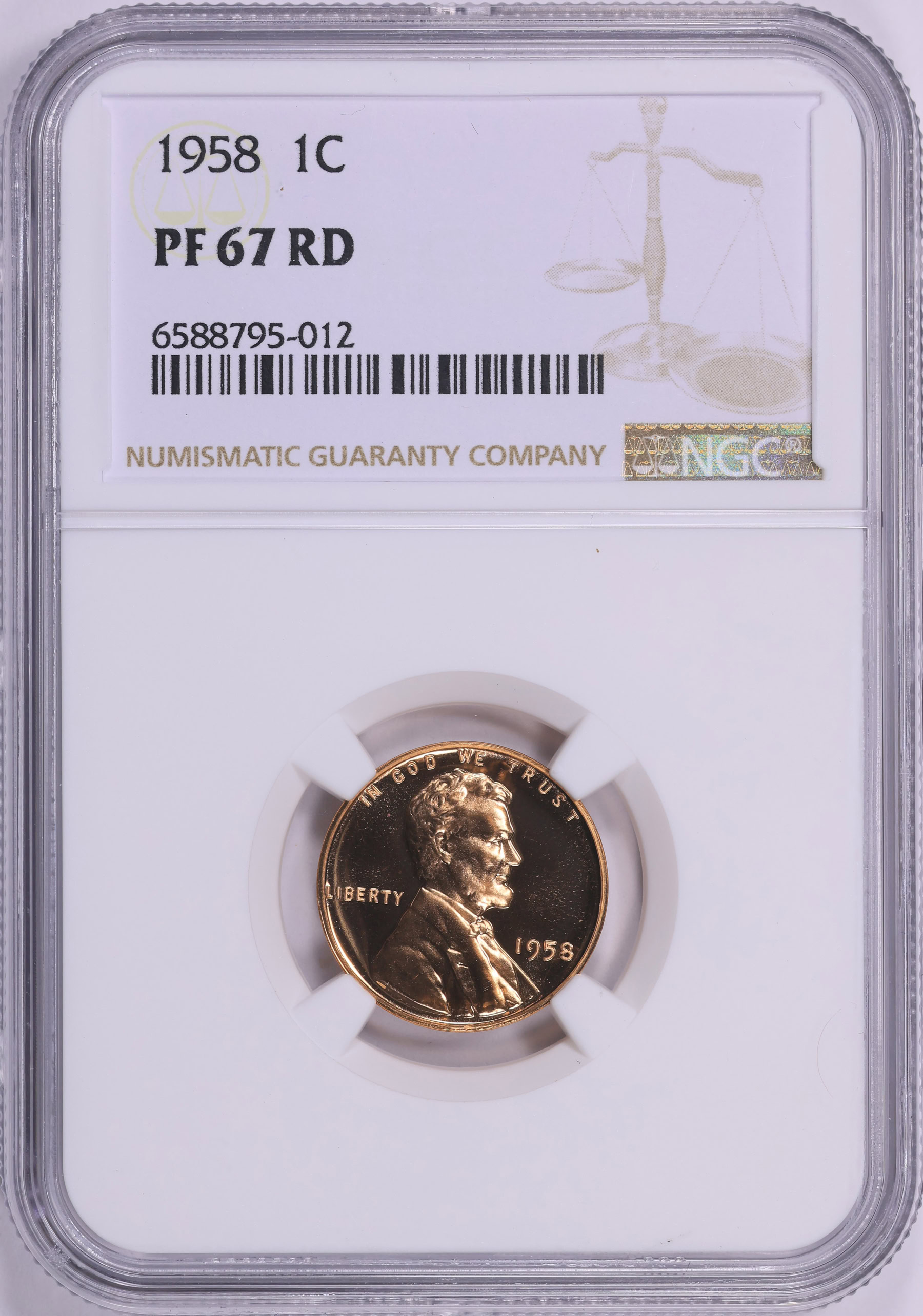 1958 Lincoln Cent NGC Proof-67 RD (Item 2064086