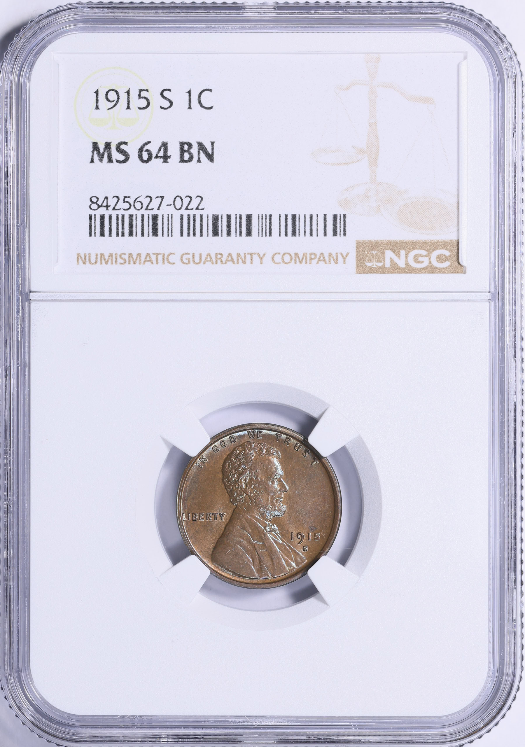 1915-S Lincoln Cent NGC MS-64 BN (Toned) (Item 2065156
