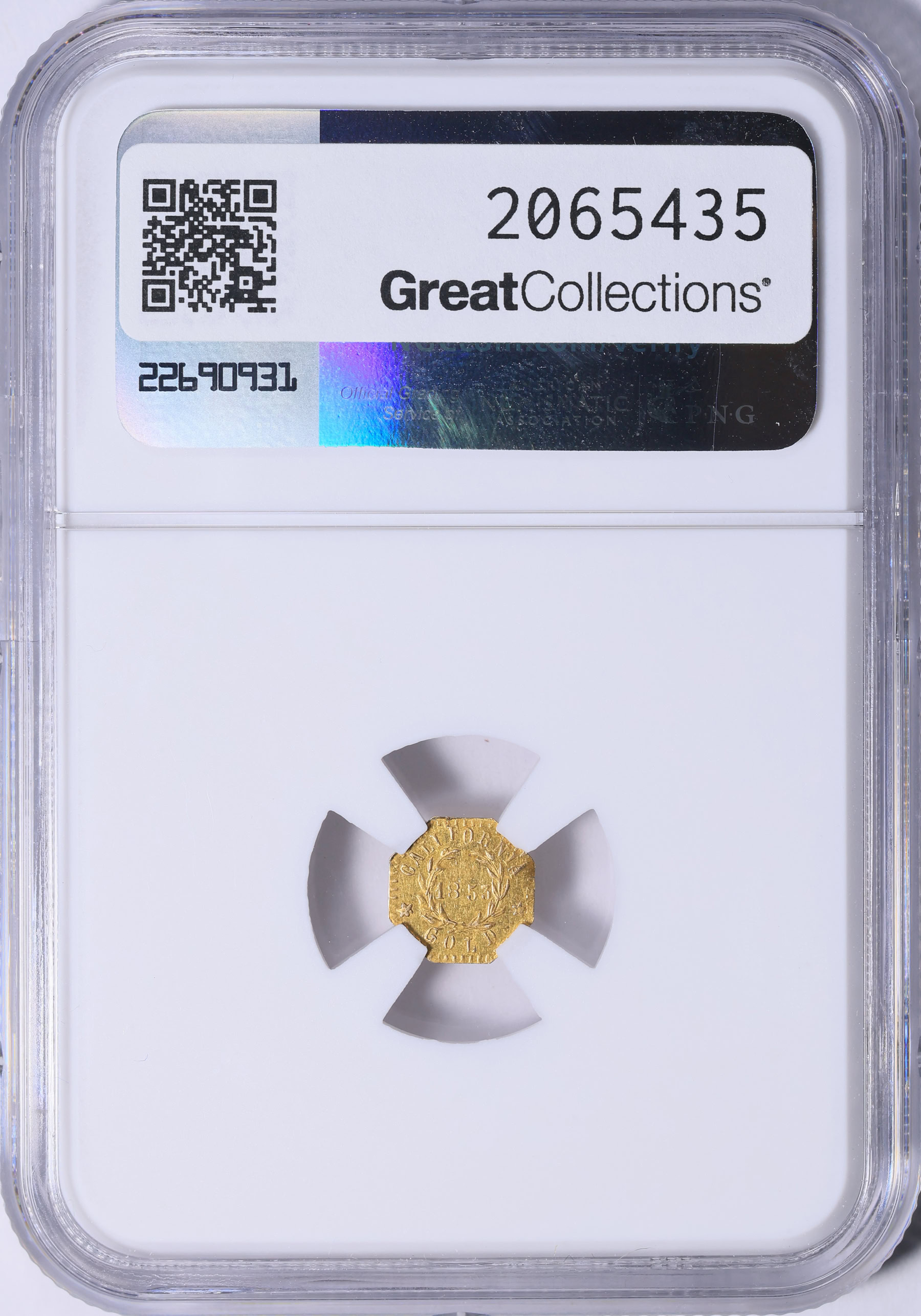 1853-Dated California Gold Token Octagonal Arms of California #1