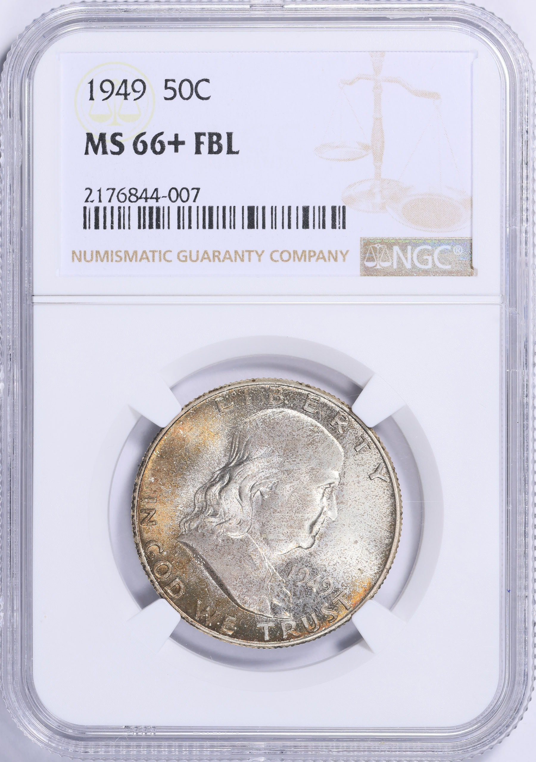1949 Franklin Half Dollar NGC MS-66+ FBL (Toned) (Item 2065475
