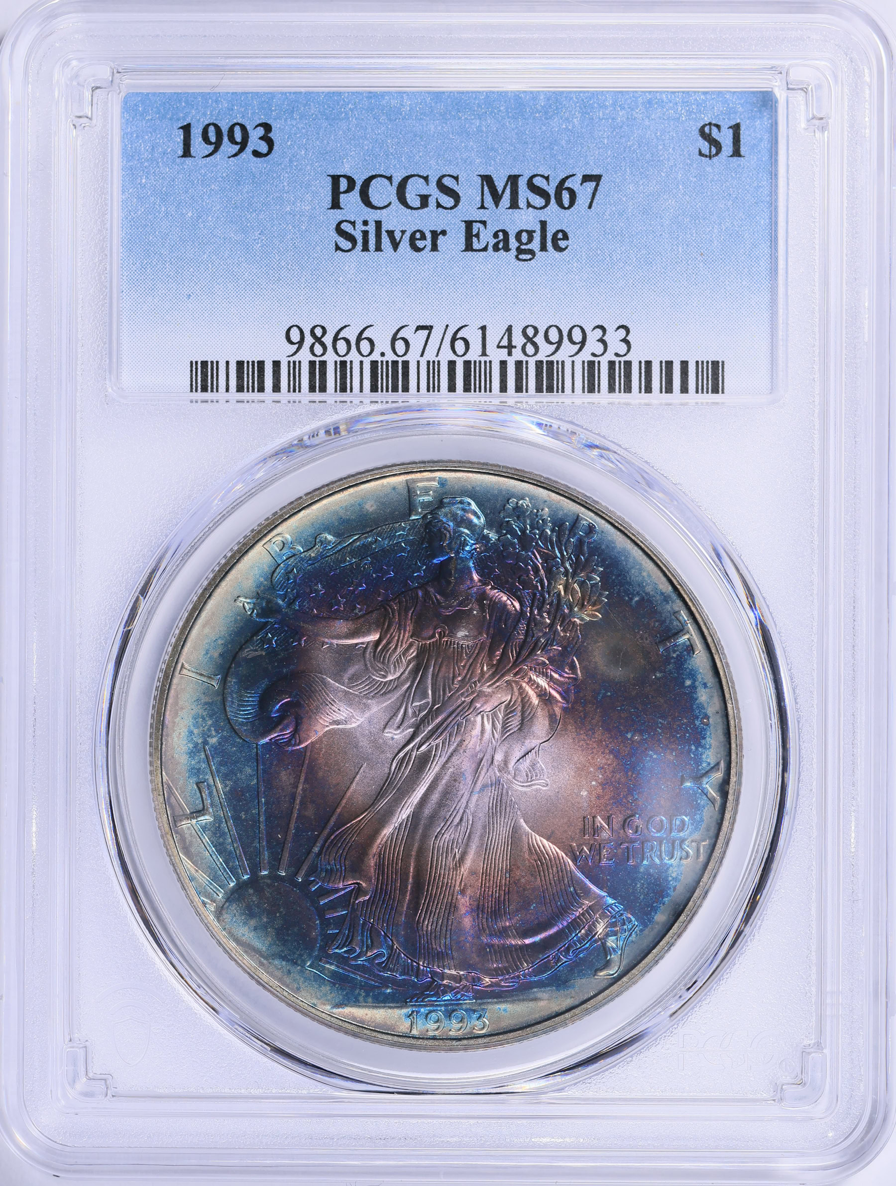 1993 $1 Silver Eagle PCGS MS-67 (Toned) (Item 2065611