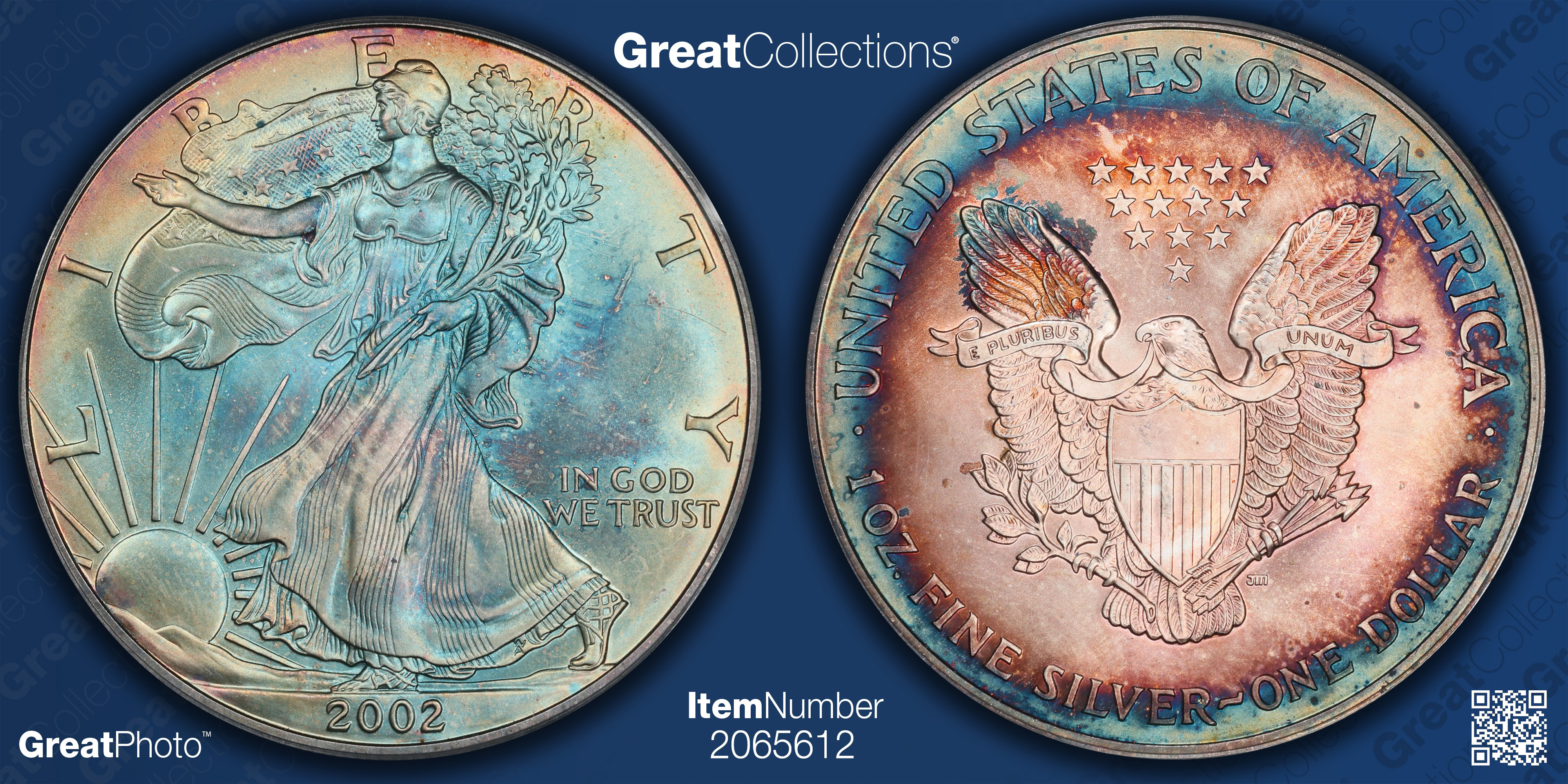 2002 $1 Silver Eagle PCGS MS-67 (Toned) (Item 2065612