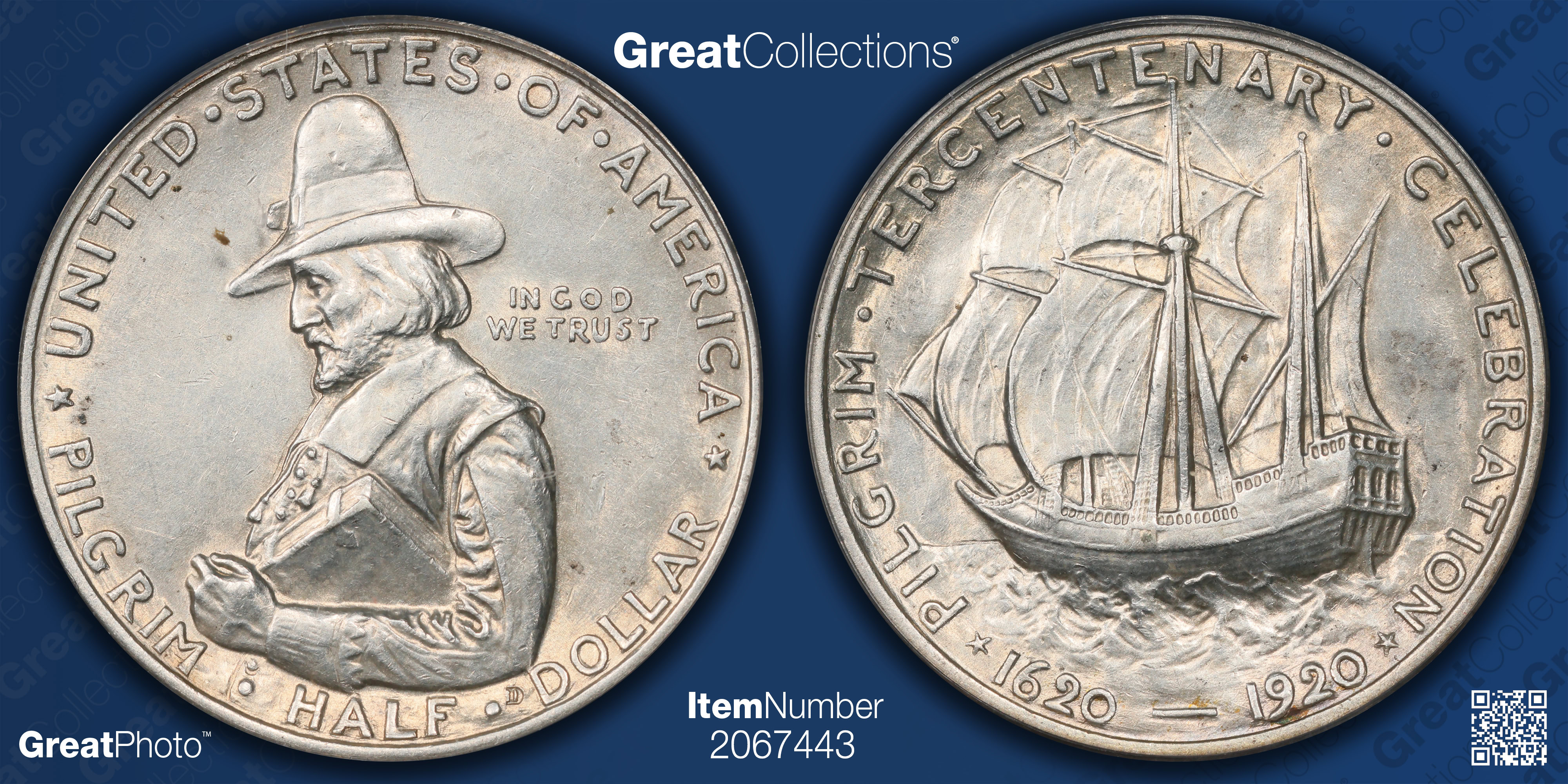 1920 Pilgrim Tercentenary Half Dollar ANACS AU-55 (Item 2067443