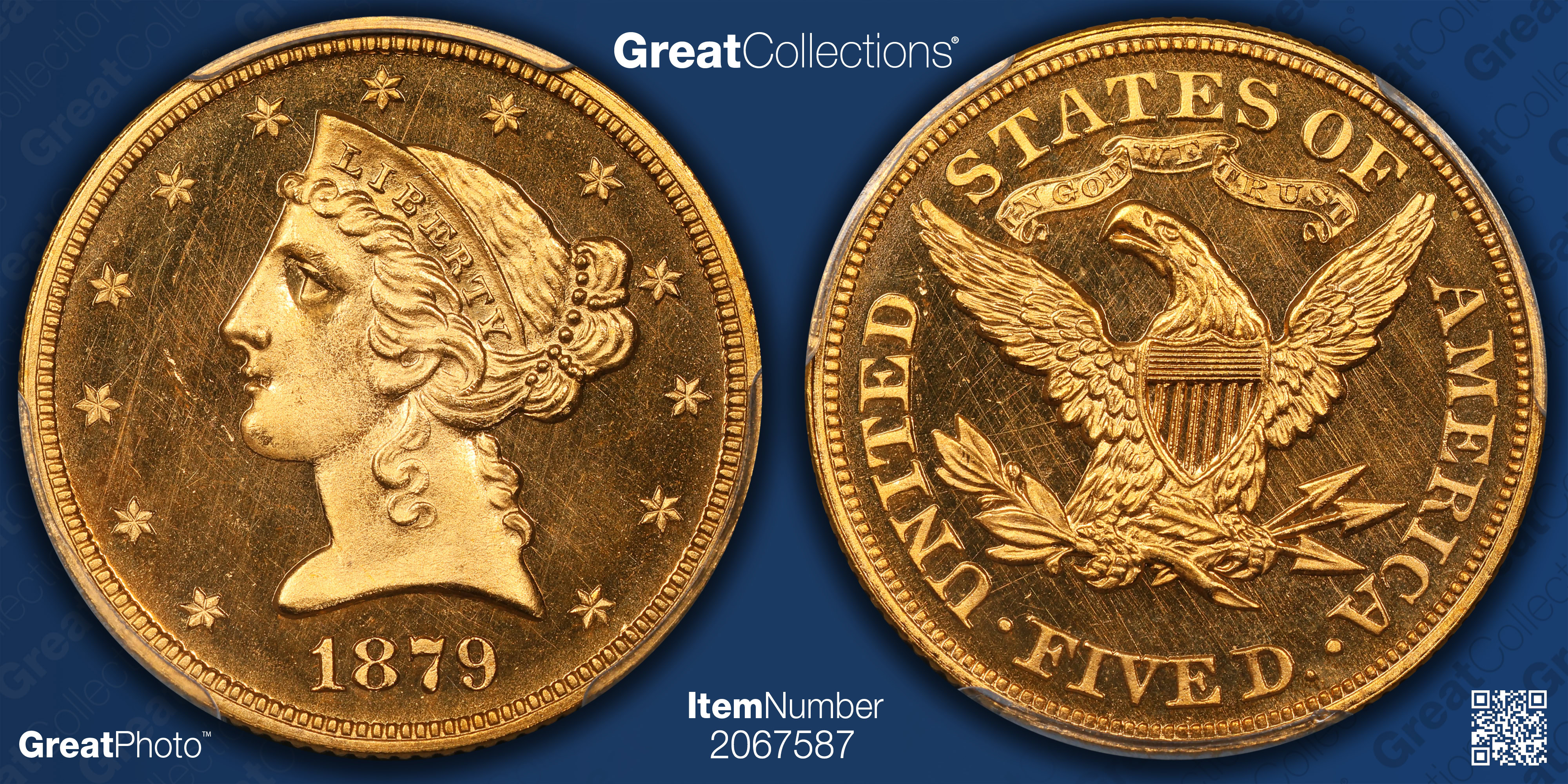 1879 Liberty Gold Half Eagle PCGS Proof-64+ DCAM (CAC Green) (Item