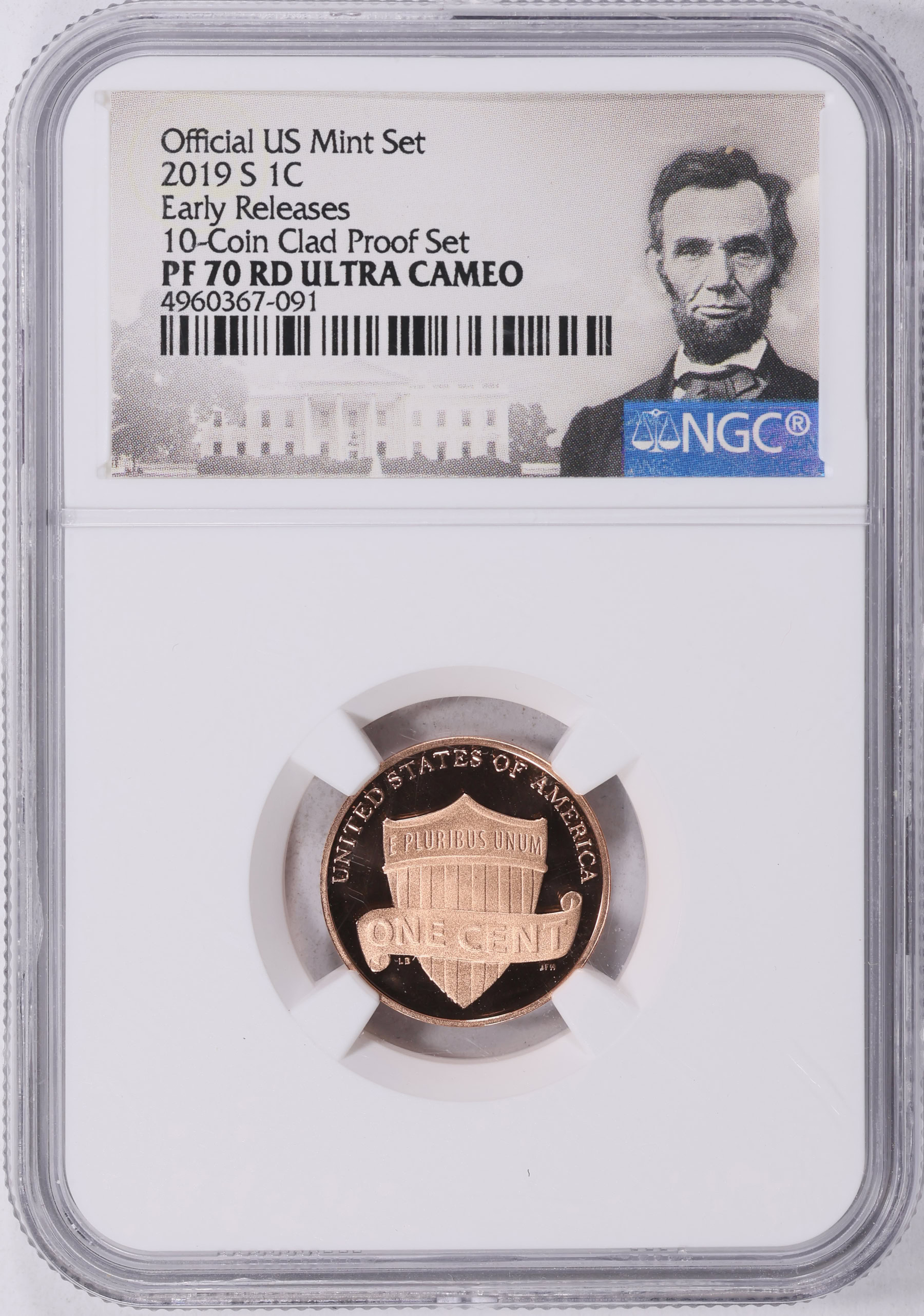 2019-S Lincoln Cent Shield Early Releases NGC Proof-70 UC (Lincoln