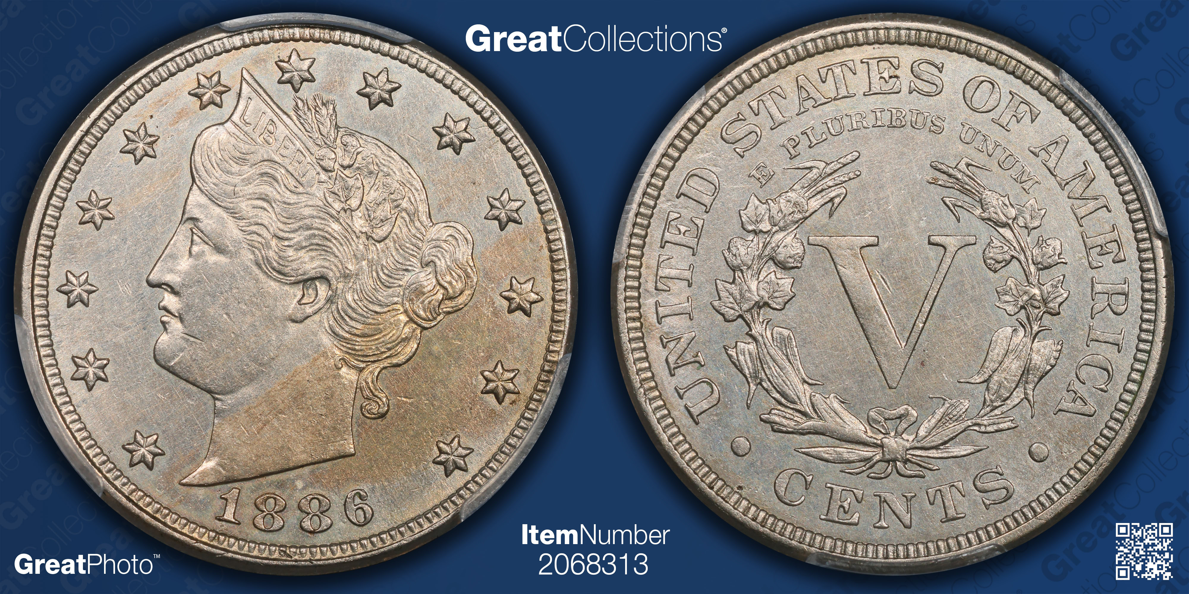 1886 Liberty Nickel PCGS AU-58 (Item 2068313) | GreatCollections