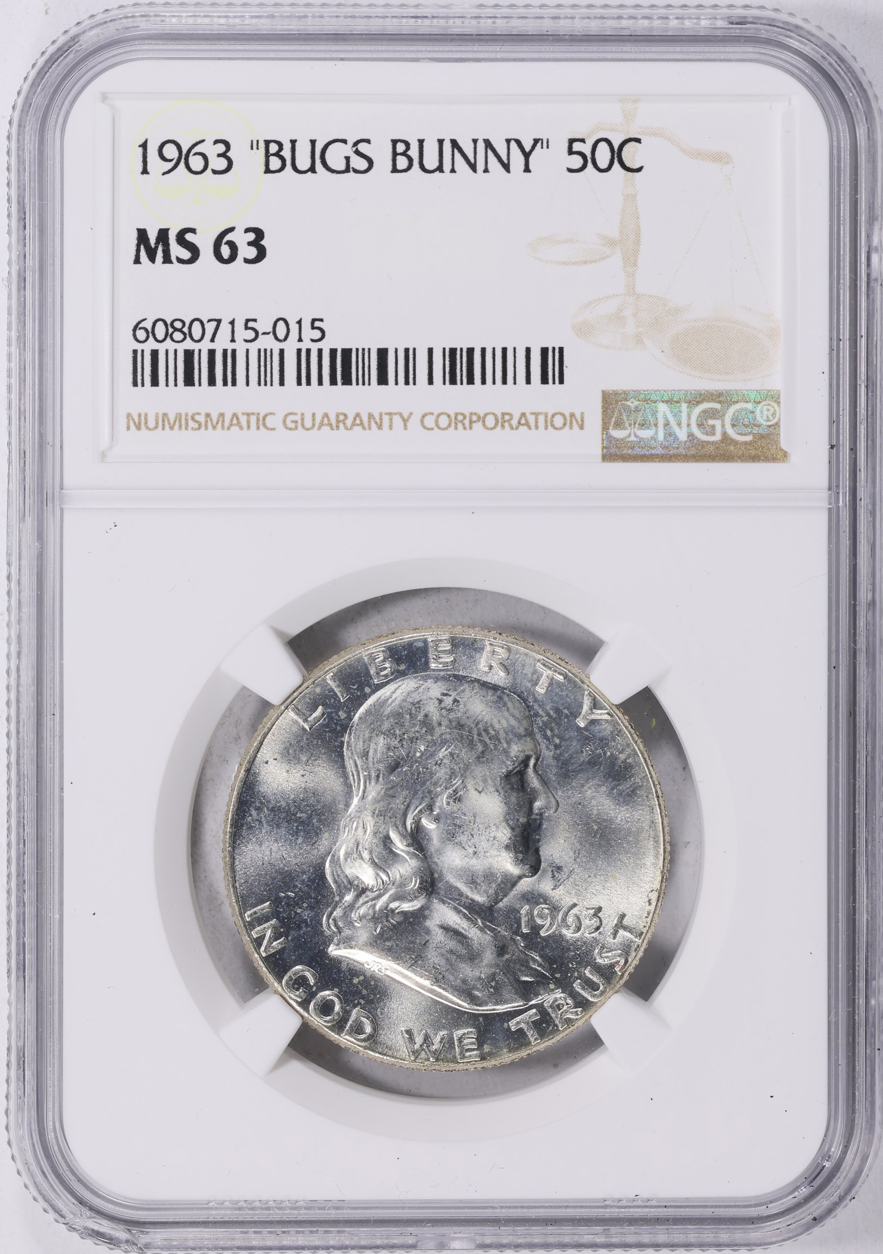 1963 Franklin Half Dollar Bugs Bunny NGC MS-63 (Item 2068429